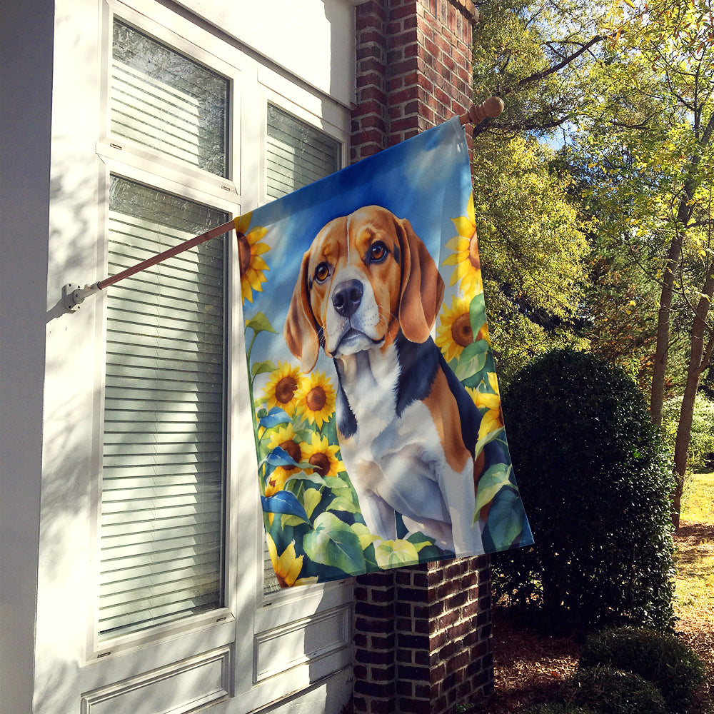 Buy this Beagle in Sunflowers House Flag