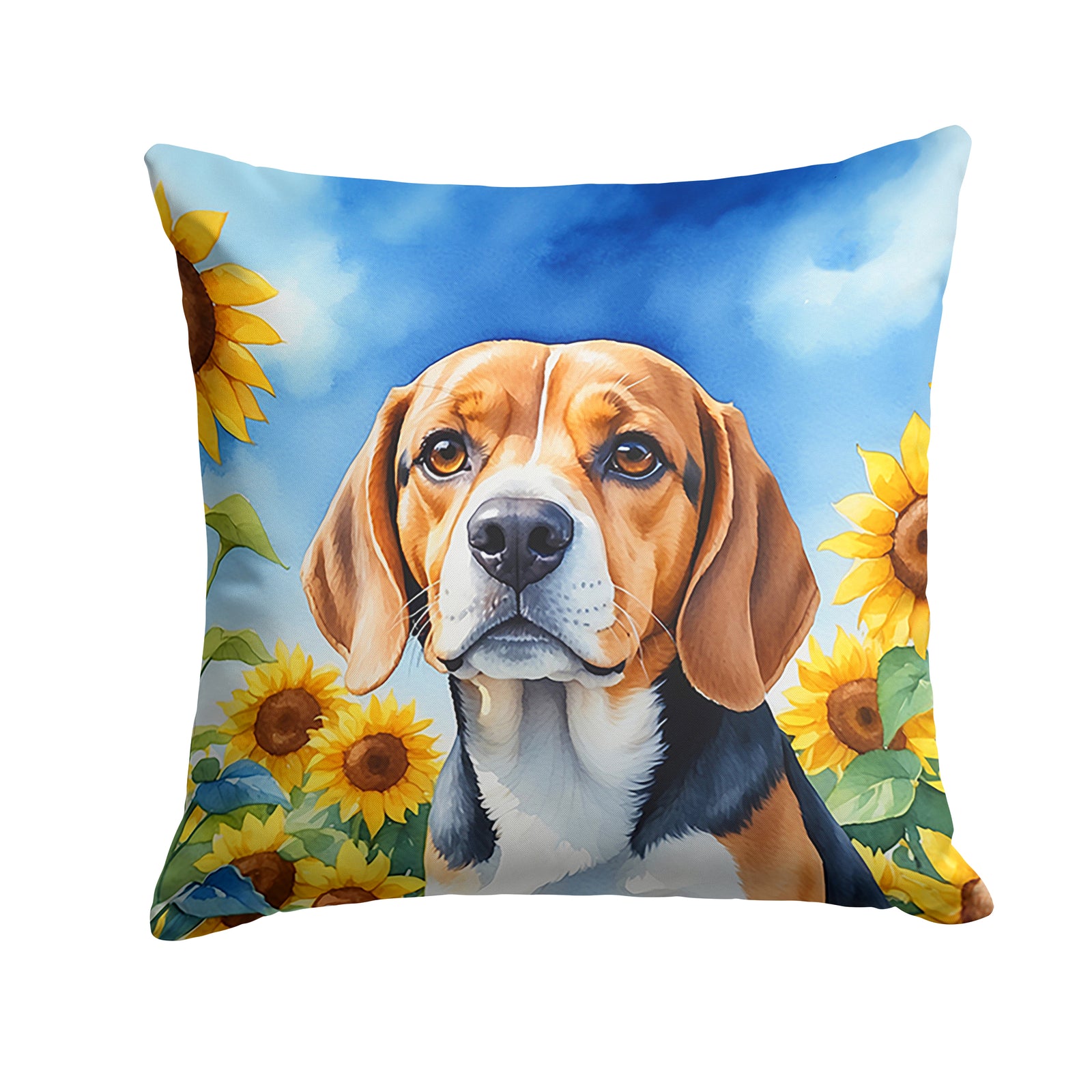 Buy this Beagle in Sunflowers Throw Pillow