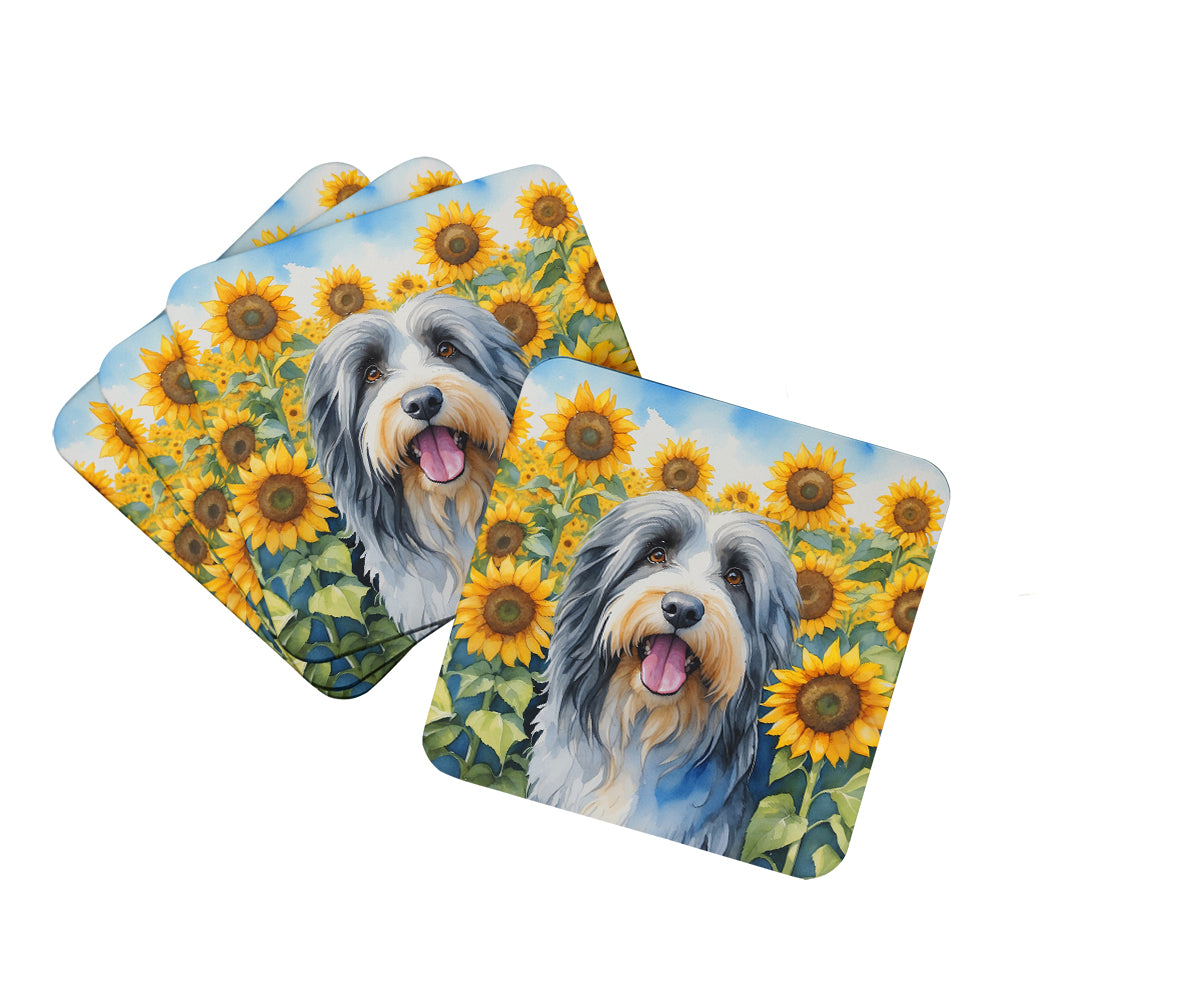 Buy this Bearded Collie in Sunflowers Foam Coasters