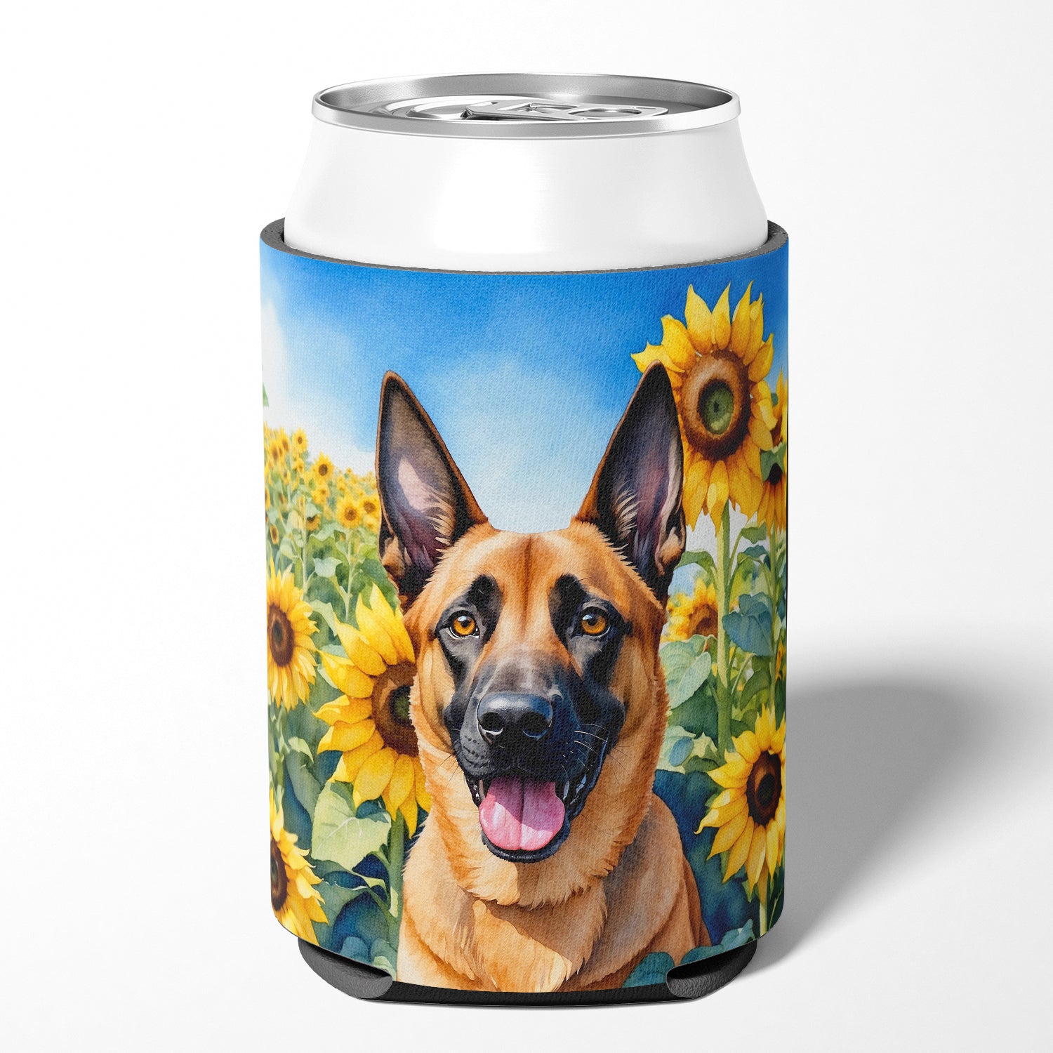 Belgian Malinois in Sunflowers Can or Bottle Hugger