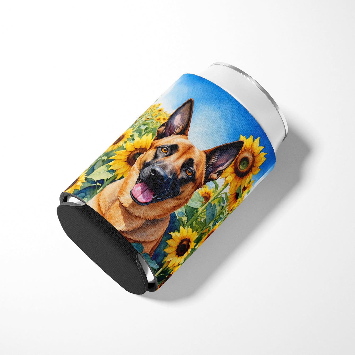 Belgian Malinois in Sunflowers Can or Bottle Hugger