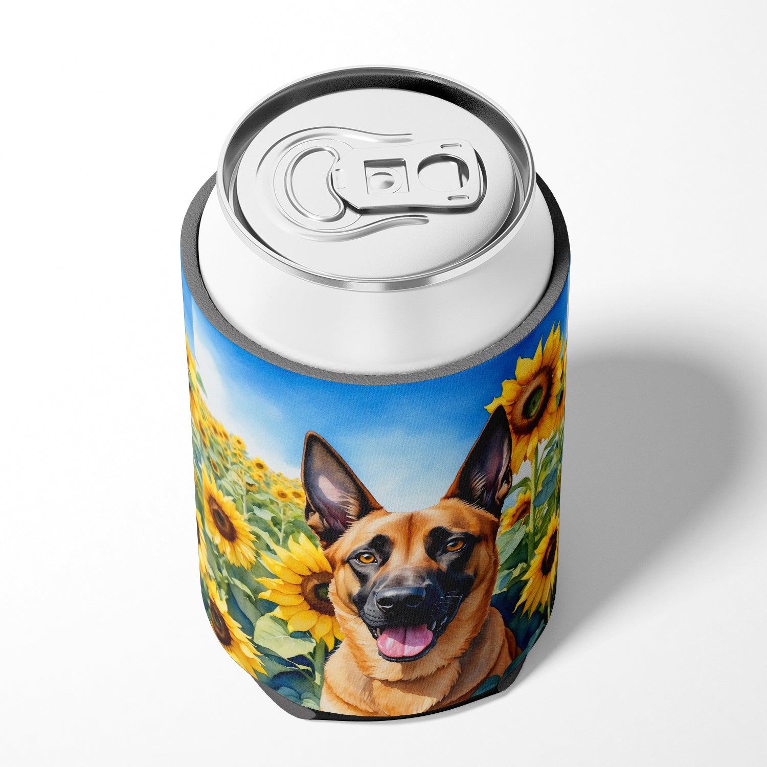 Belgian Malinois in Sunflowers Can or Bottle Hugger