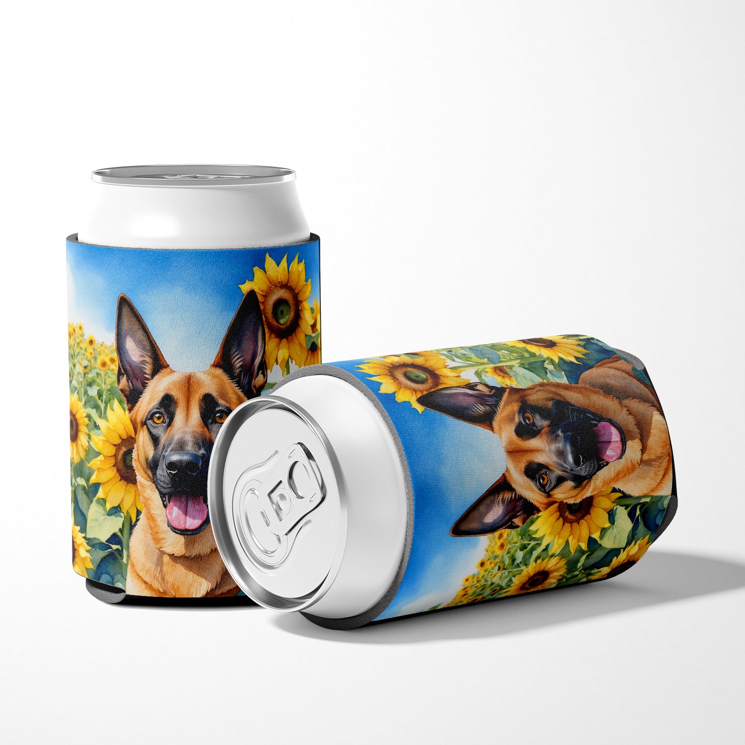 Belgian Malinois in Sunflowers Can or Bottle Hugger