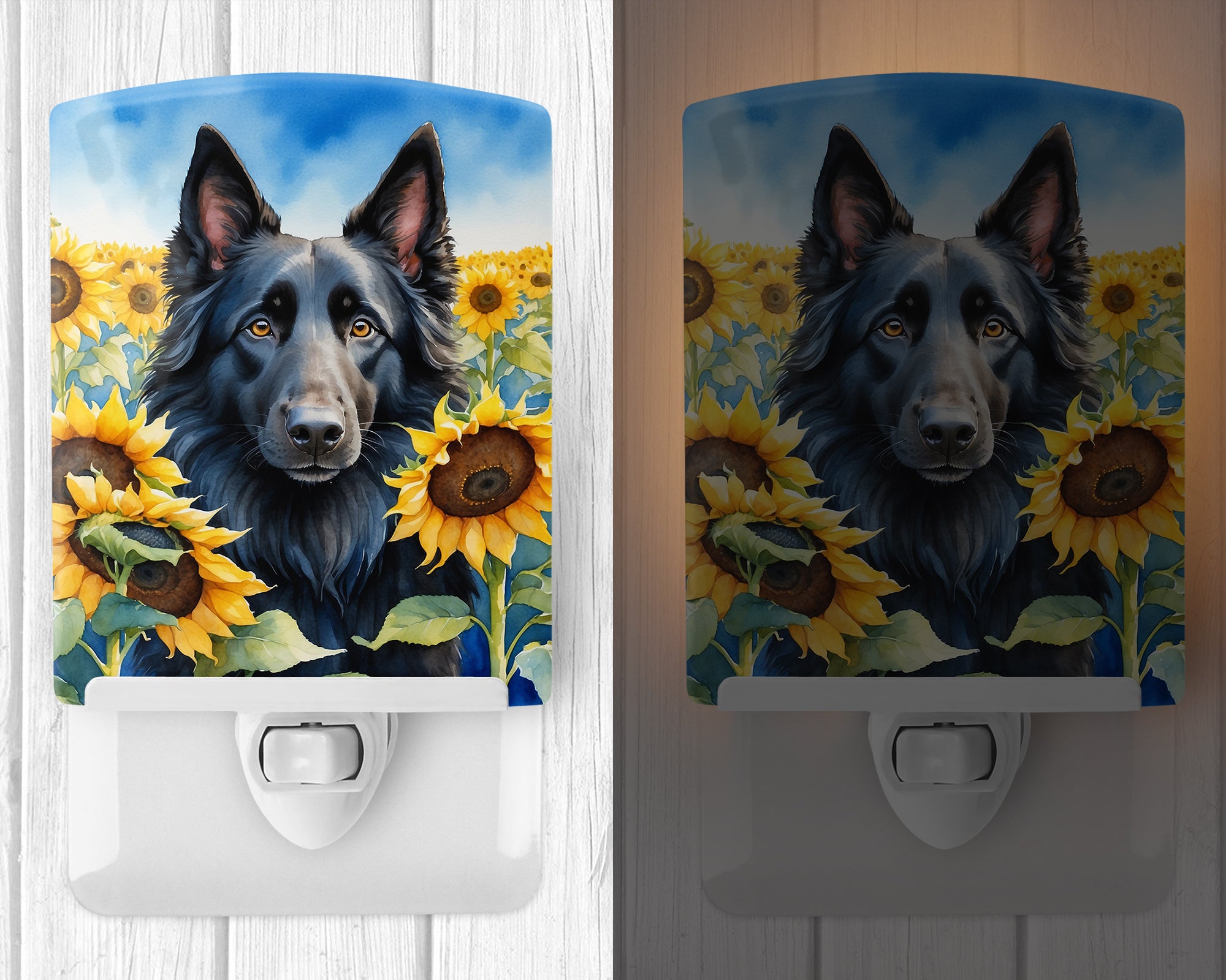 Buy this Belgian Sheepdog in Sunflowers Ceramic Night Light