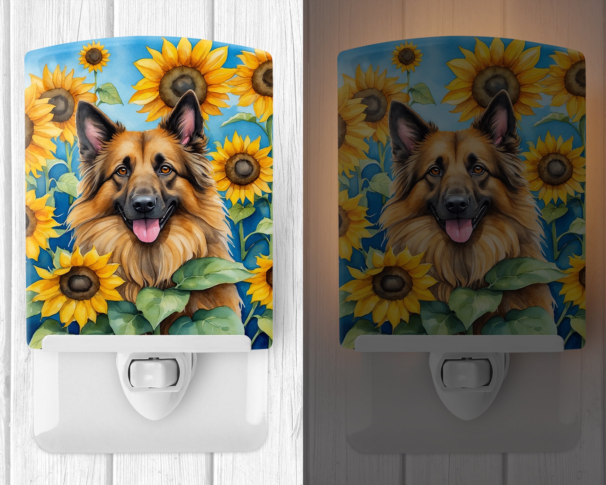 Buy this Belgian Tervuren in Sunflowers Ceramic Night Light