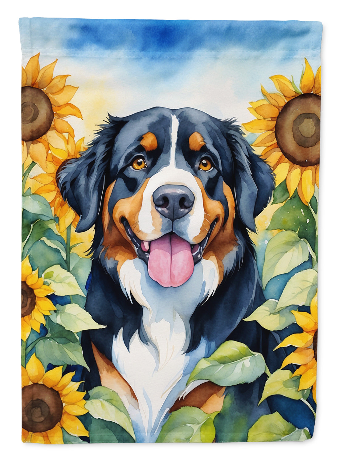 Buy this Bernese Mountain Dog in Sunflowers House Flag