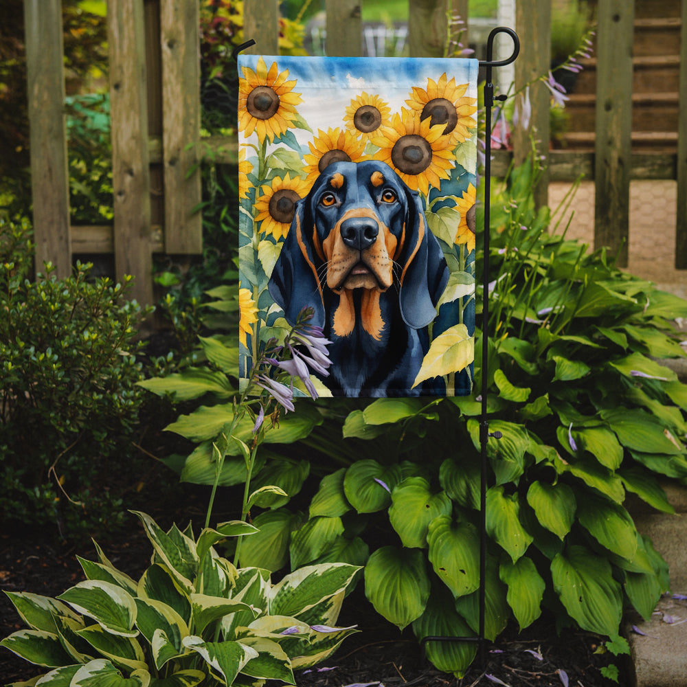 Buy this Black and Tan Coonhound in Sunflowers Garden Flag