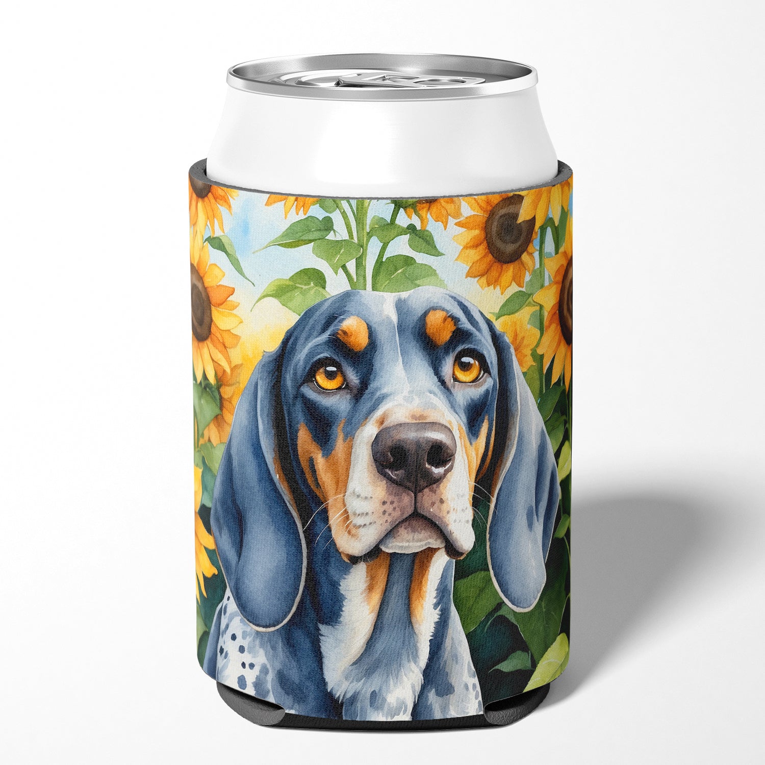 Bluetick Coonhound in Sunflowers Can or Bottle Hugger