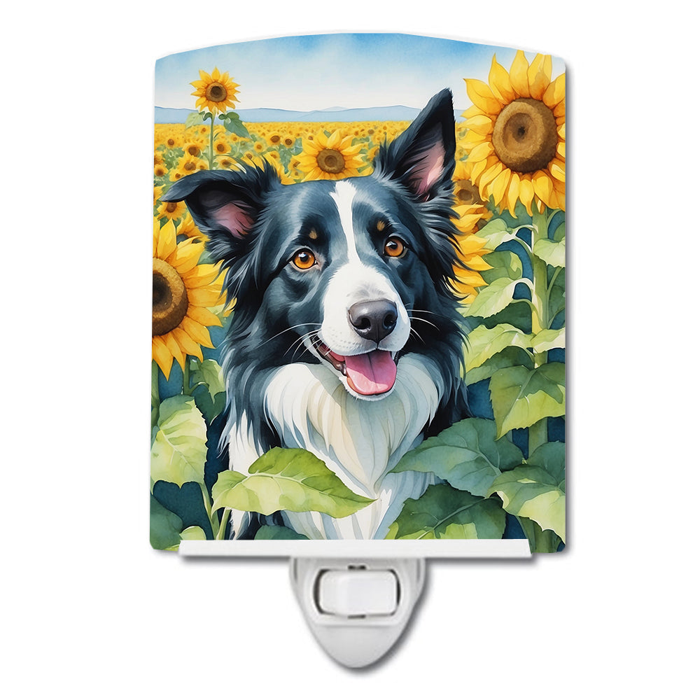 Buy this Border Collie in Sunflowers Ceramic Night Light