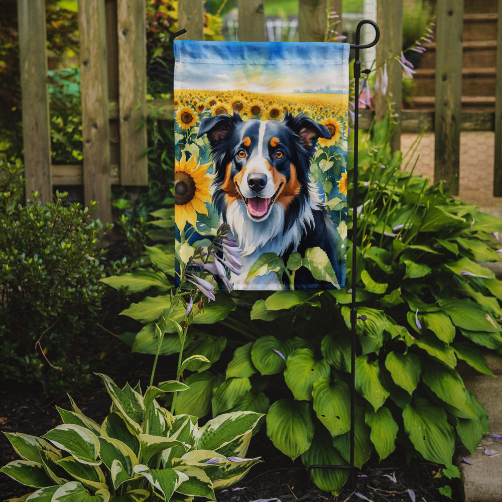 Border Collie in Sunflowers Garden Flag
