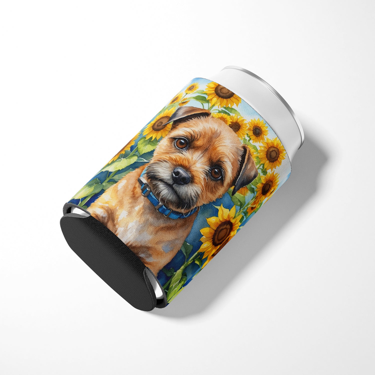 Border Terrier in Sunflowers Can or Bottle Hugger