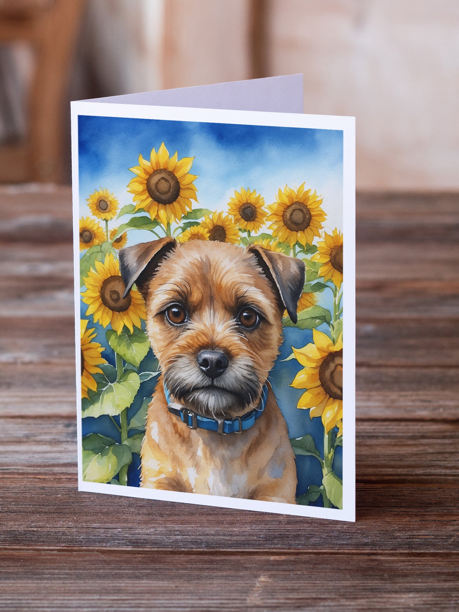 Buy this Border Terrier in Sunflowers Greeting Cards Pack of 8