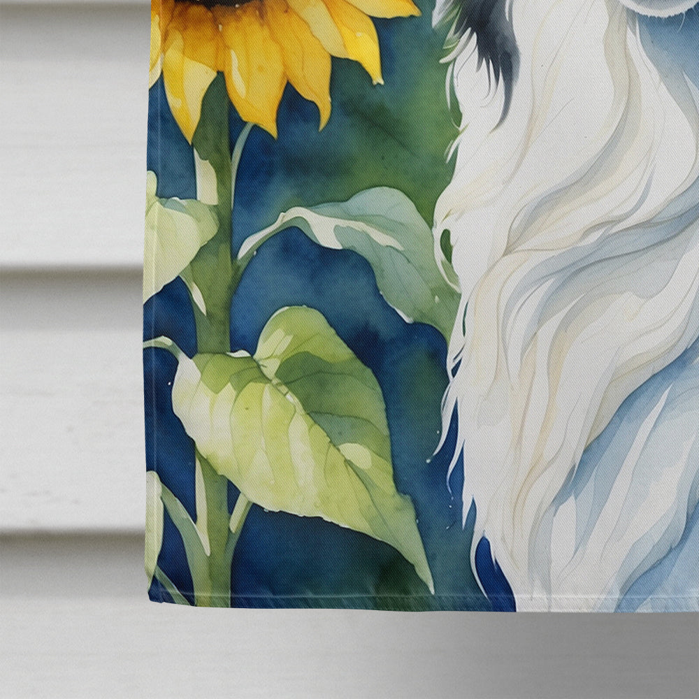 Borzoi in Sunflowers House Flag