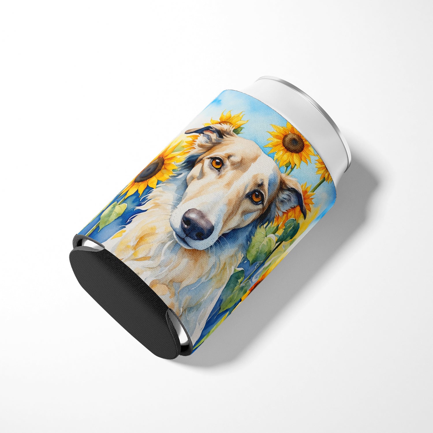 Borzoi in Sunflowers Can or Bottle Hugger