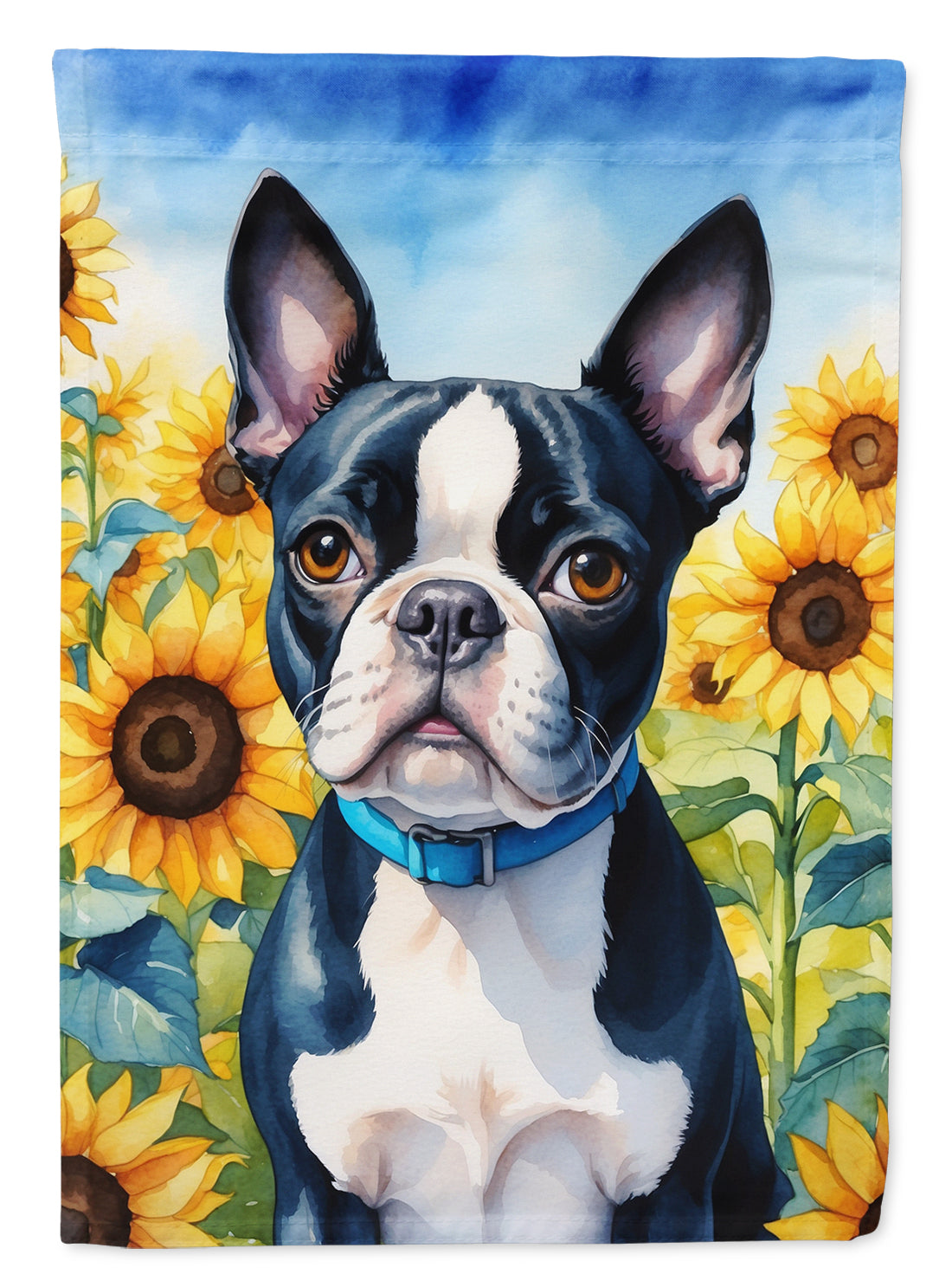 Buy this Boston Terrier in Sunflowers House Flag