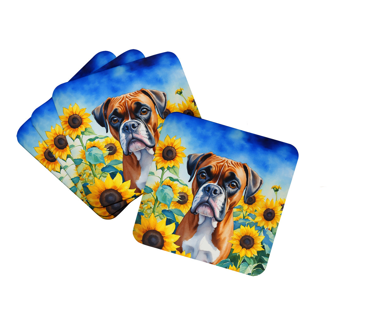 Buy this Boxer in Sunflowers Foam Coasters