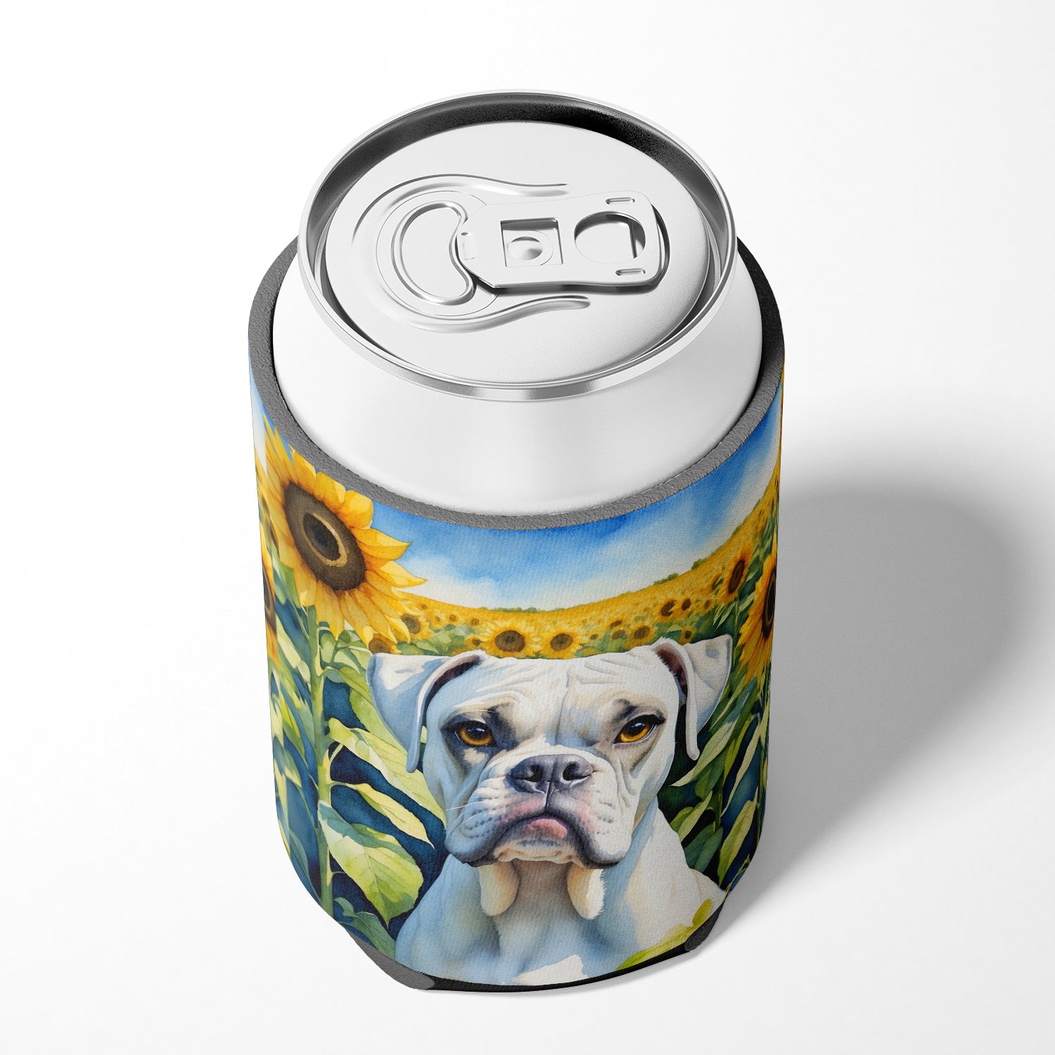 Boxer in Sunflowers Can or Bottle Hugger