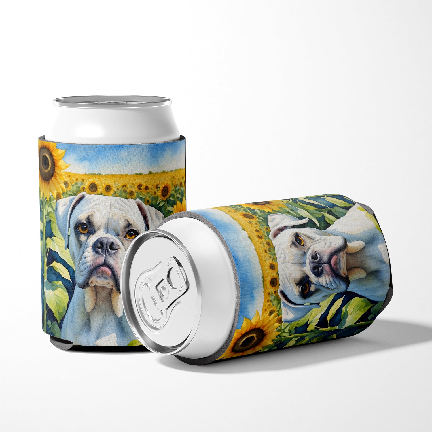 Boxer in Sunflowers Can or Bottle Hugger