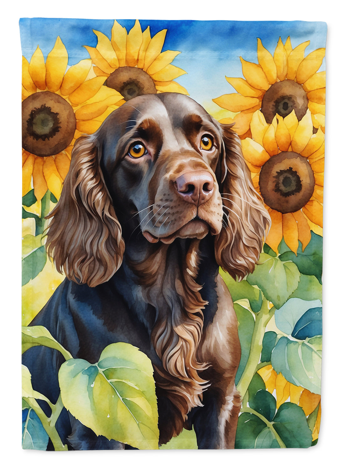 Buy this Boykin Spaniel in Sunflowers House Flag