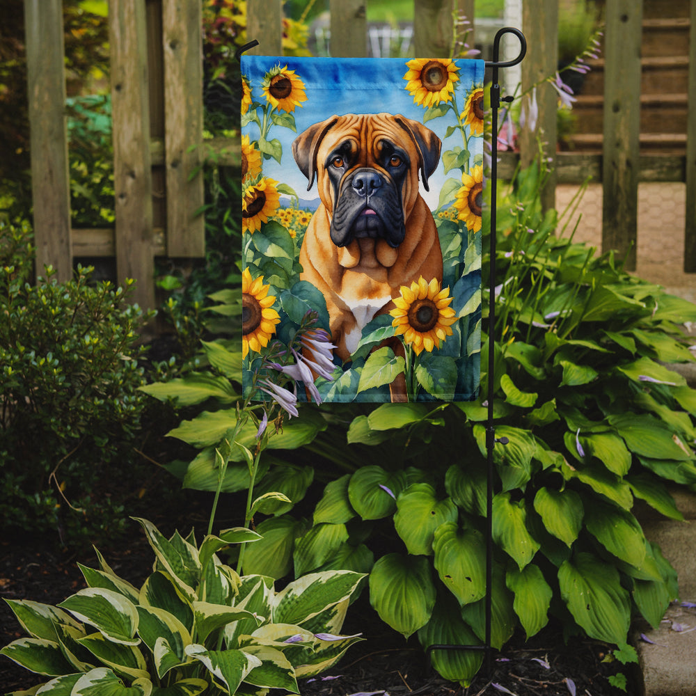 Bullmastiff in Sunflowers Garden Flag