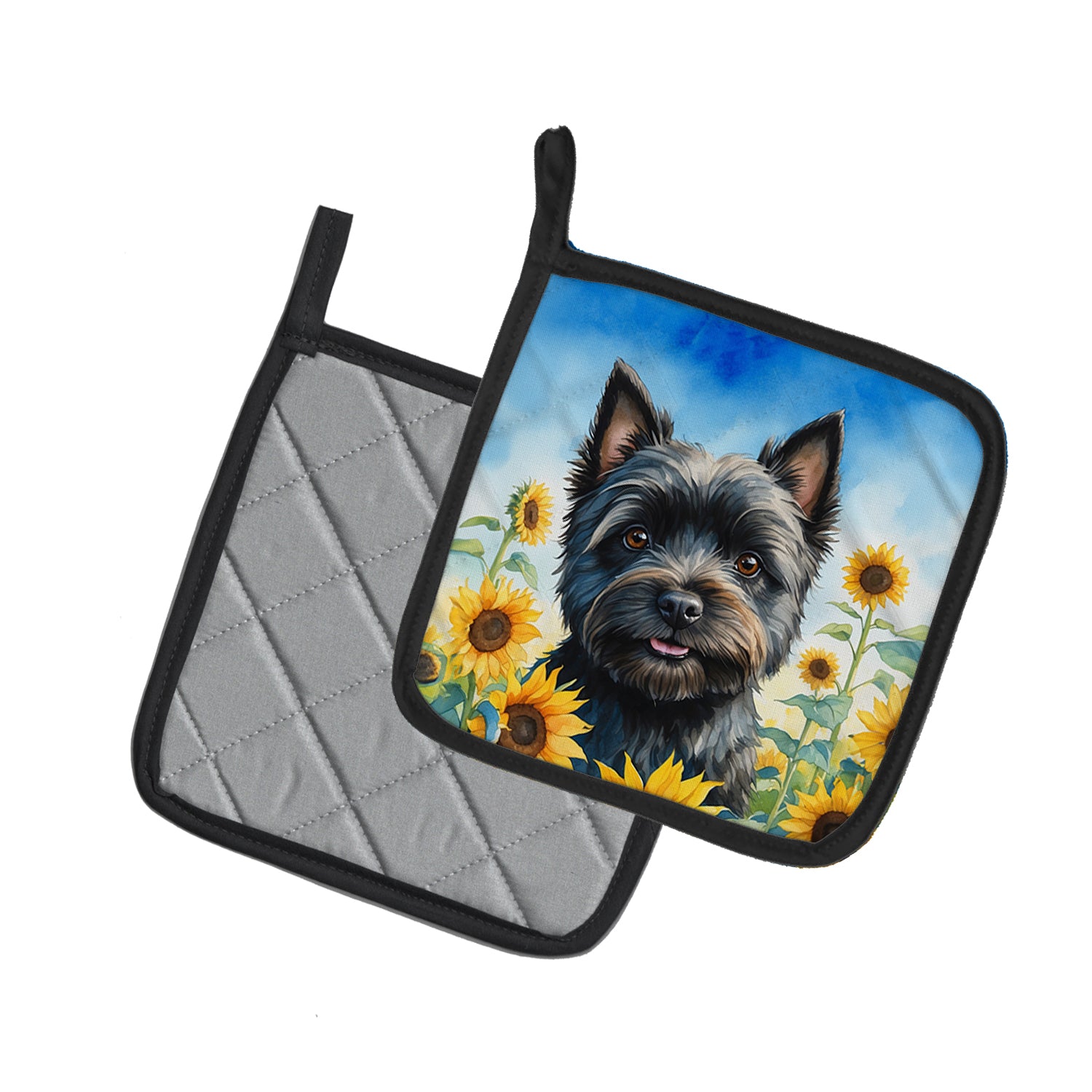 Cairn Terrier in Sunflowers Pair of Pot Holders