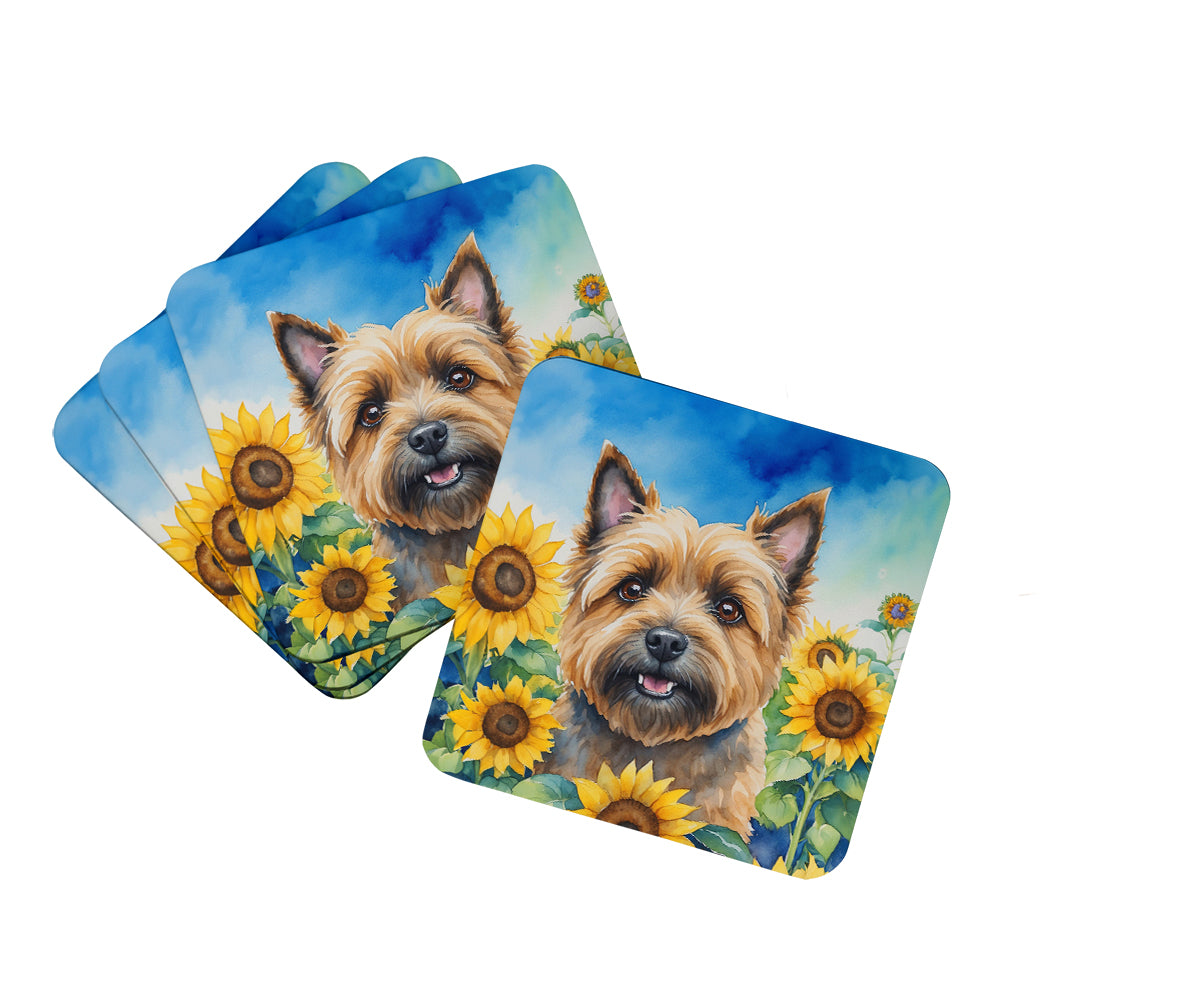 Buy this Cairn Terrier in Sunflowers Foam Coasters