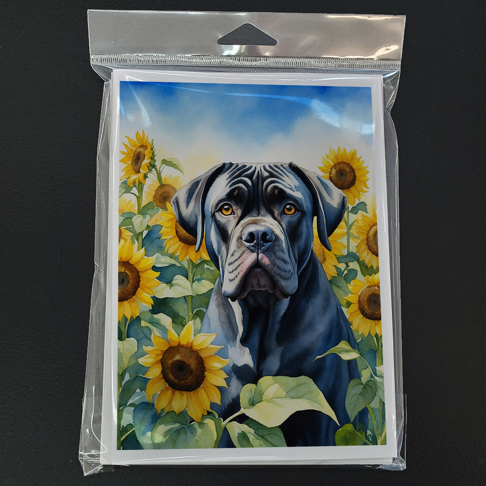 Cane Corso in Sunflowers Greeting Cards Pack of 8