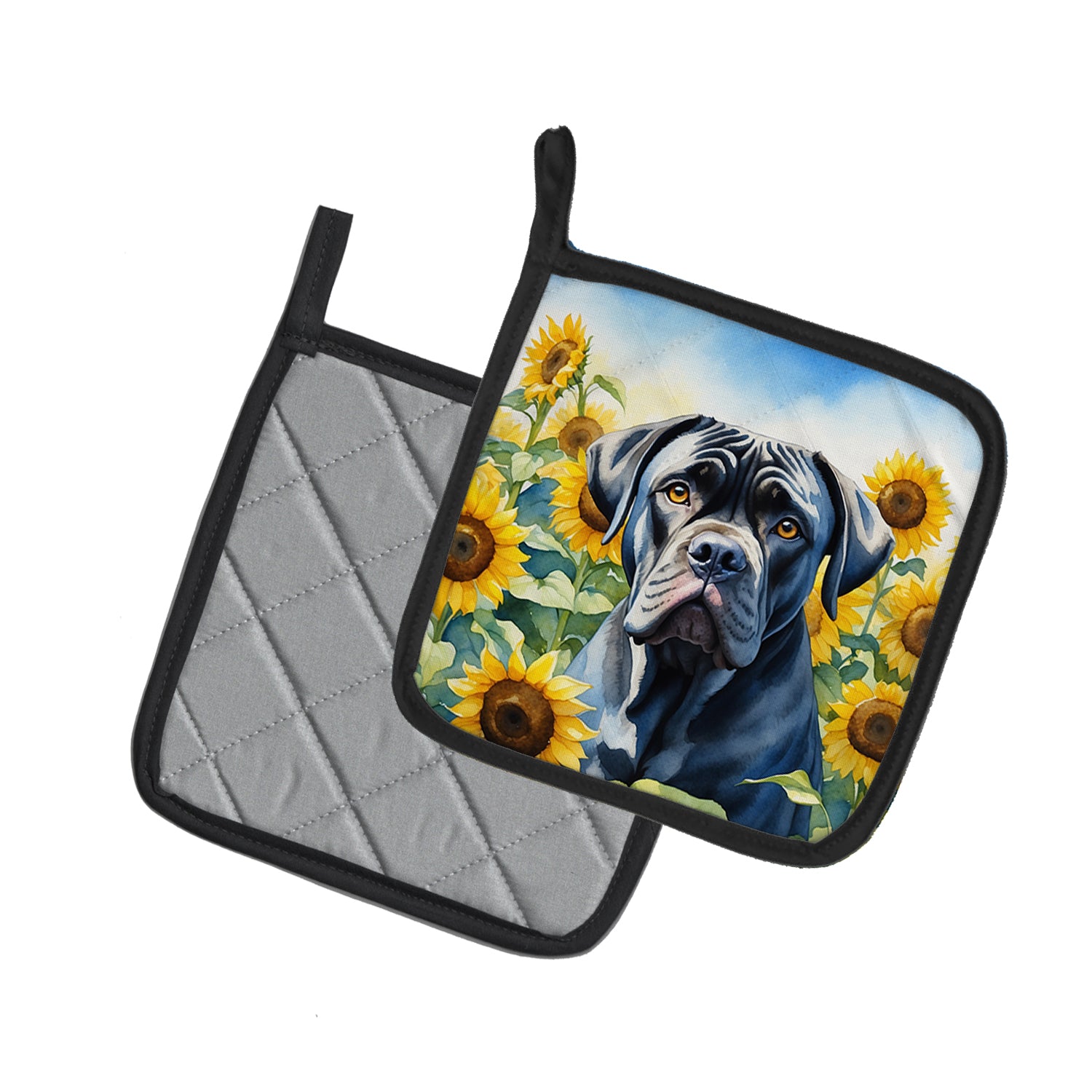 Buy this Cane Corso in Sunflowers Pair of Pot Holders