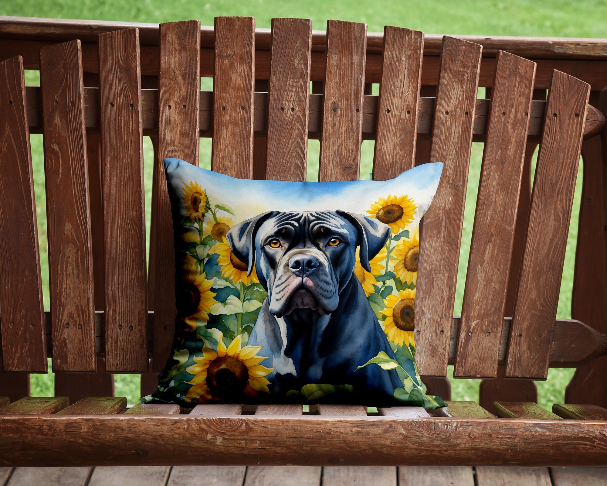 Buy this Cane Corso in Sunflowers Throw Pillow