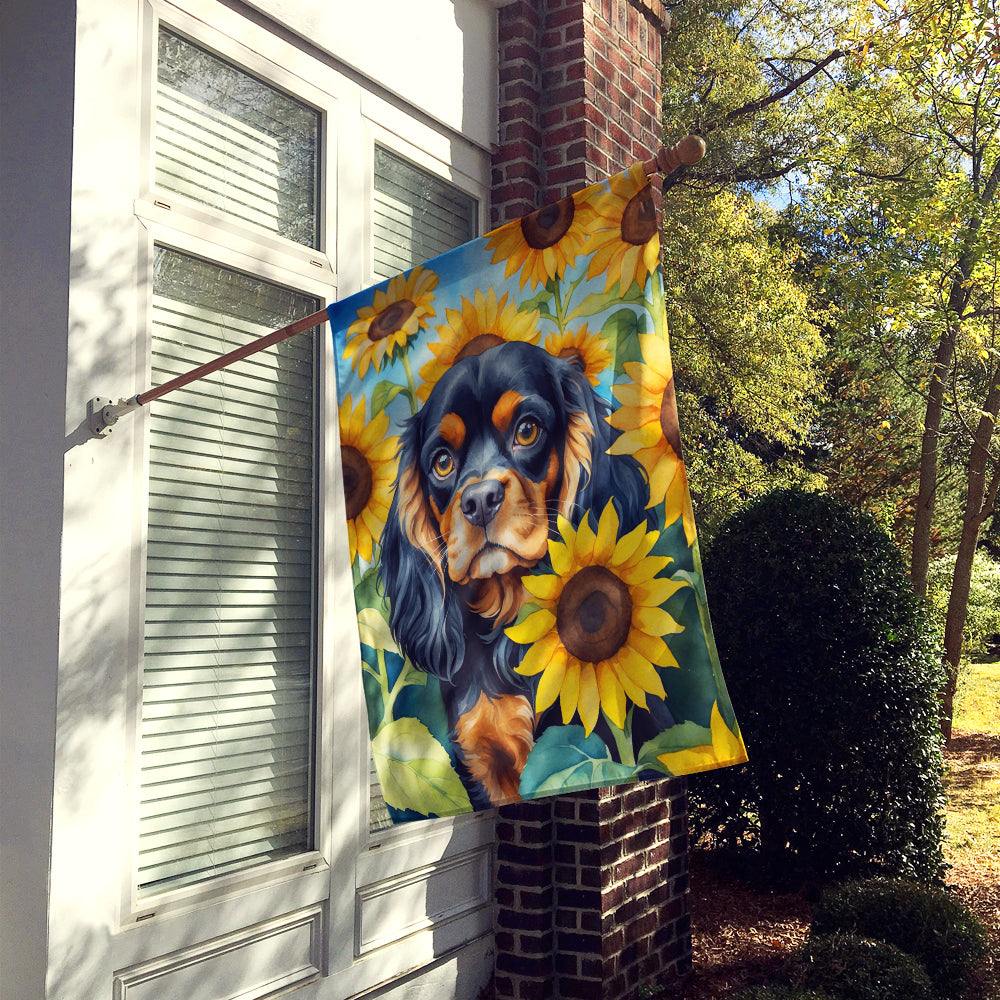 Buy this Cavalier Spaniel in Sunflowers House Flag