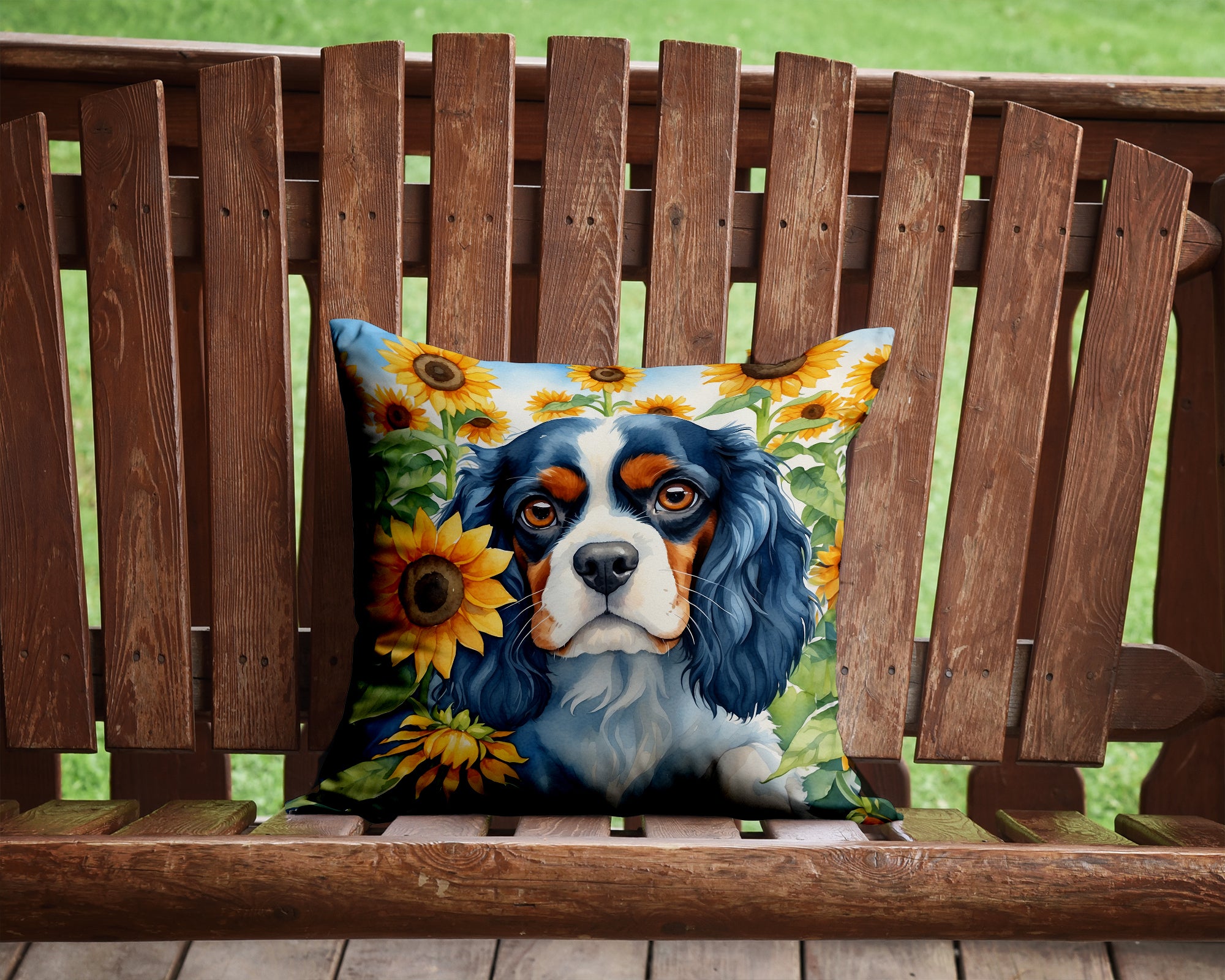 Buy this Cavalier Spaniel in Sunflowers Throw Pillow