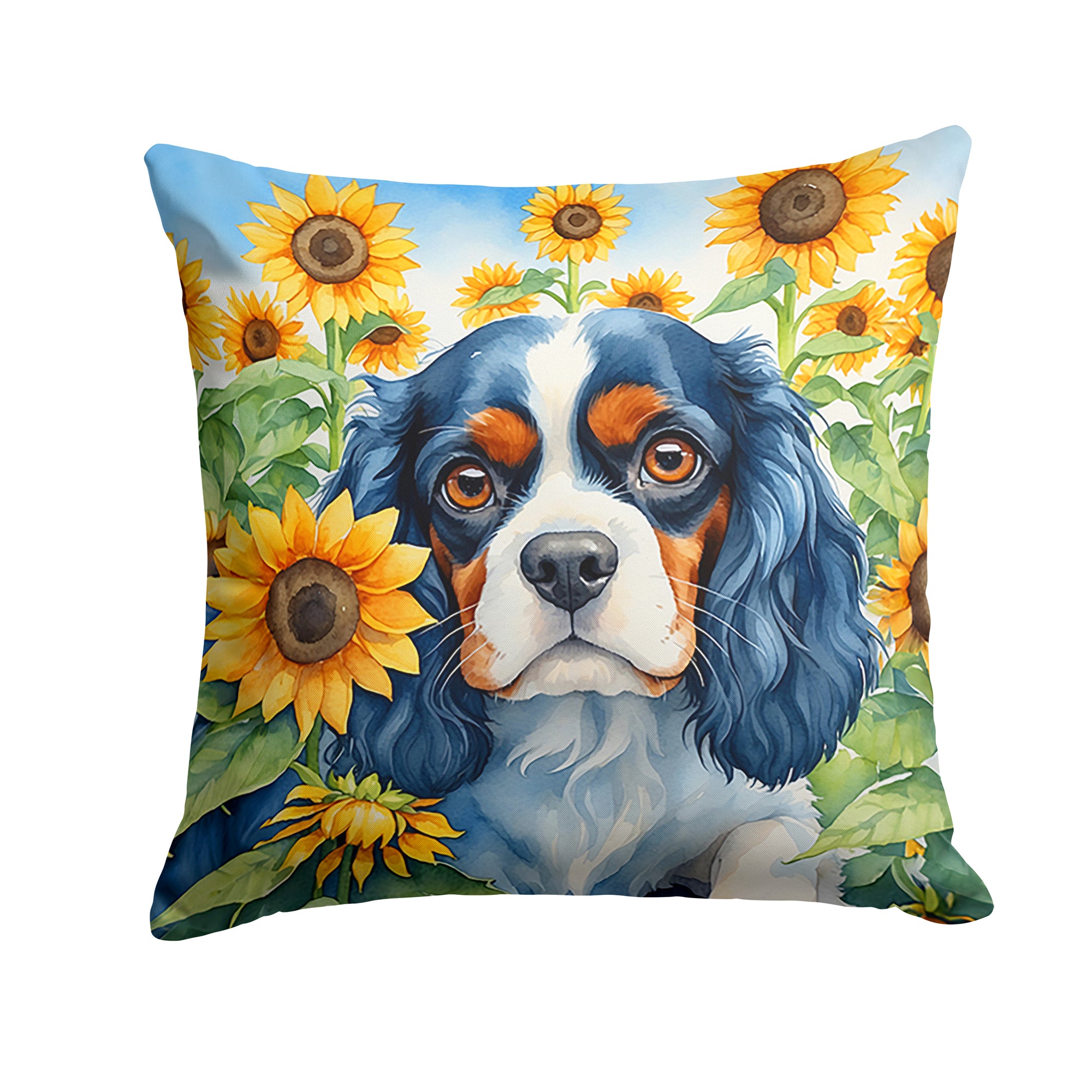 Buy this Cavalier Spaniel in Sunflowers Throw Pillow