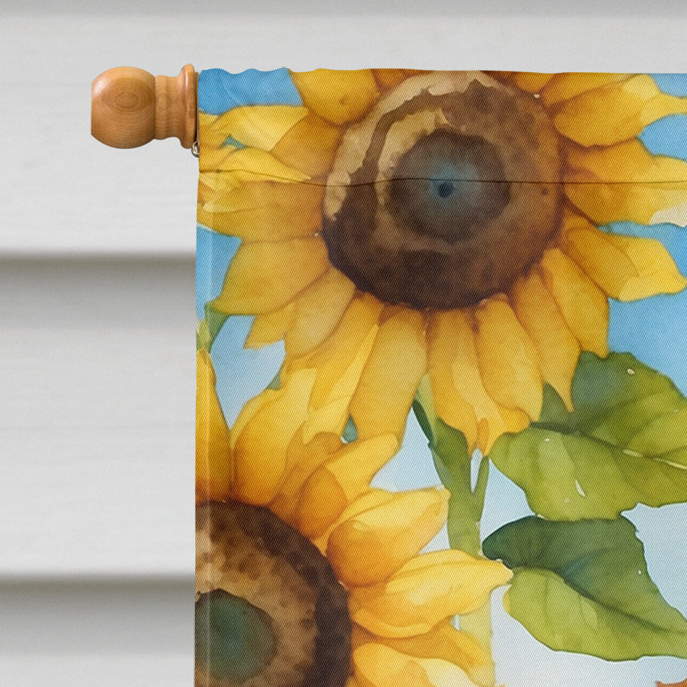 Chesapeake Bay Retriever in Sunflowers House Flag