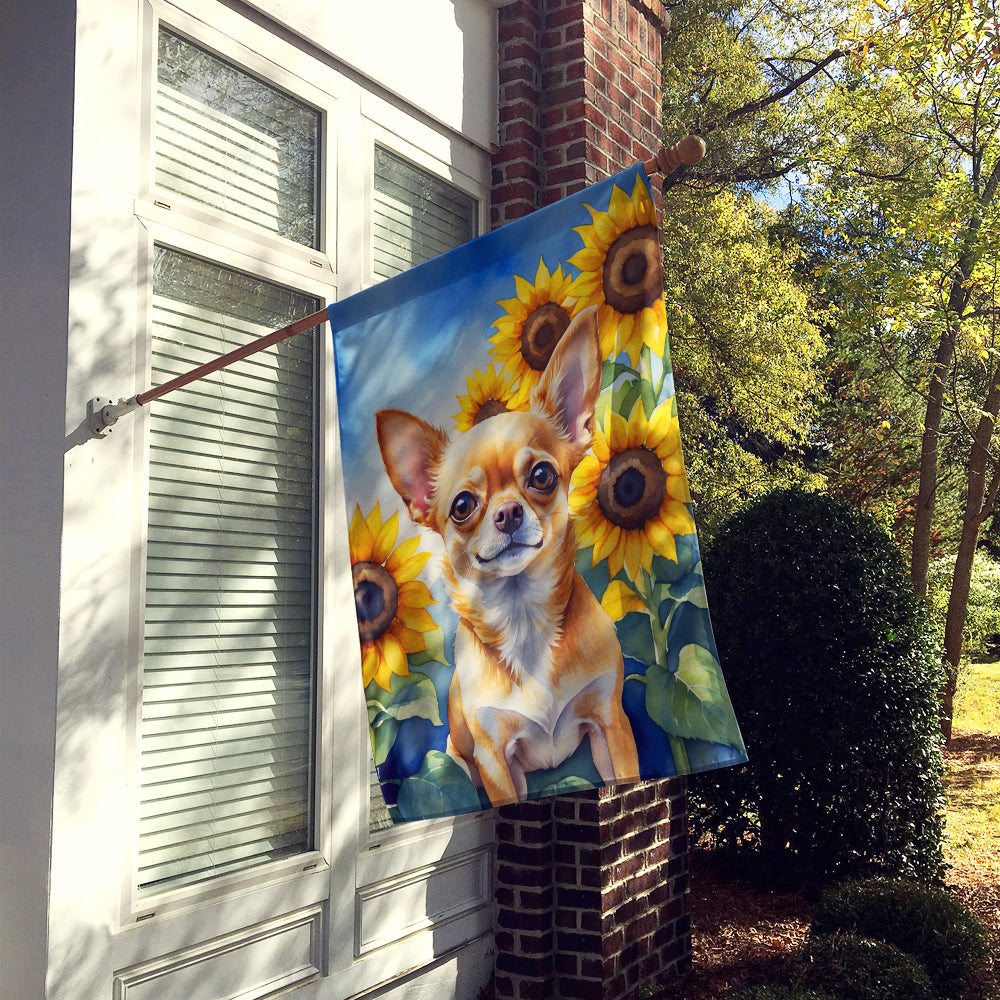 Chihuahua in Sunflowers House Flag
