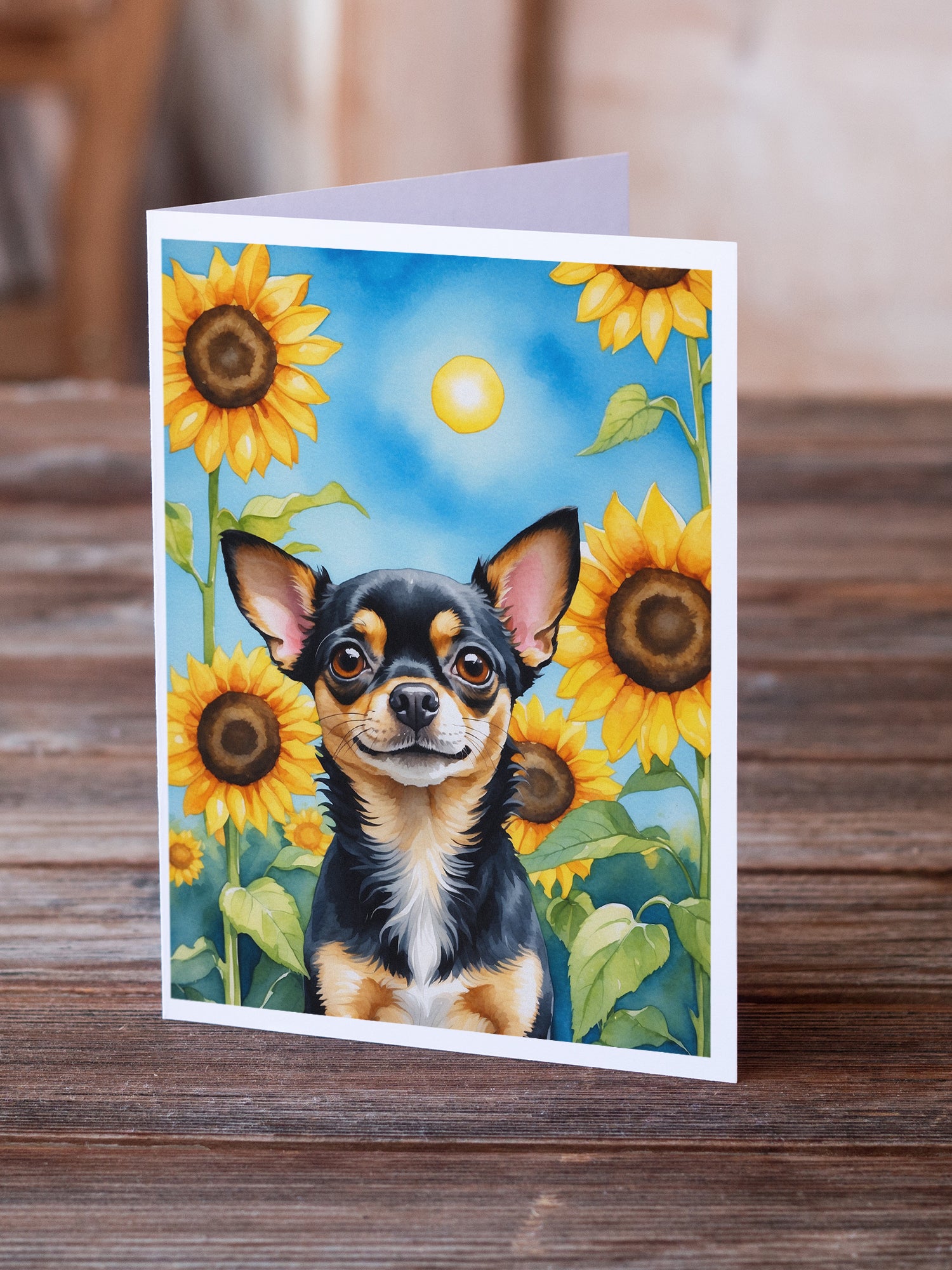 Buy this Chihuahua in Sunflowers Greeting Cards Pack of 8