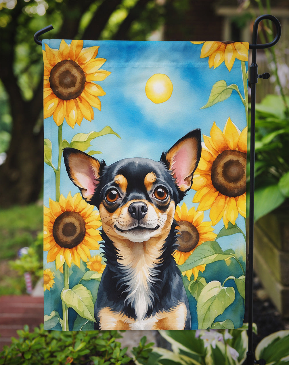 Chihuahua in Sunflowers Garden Flag