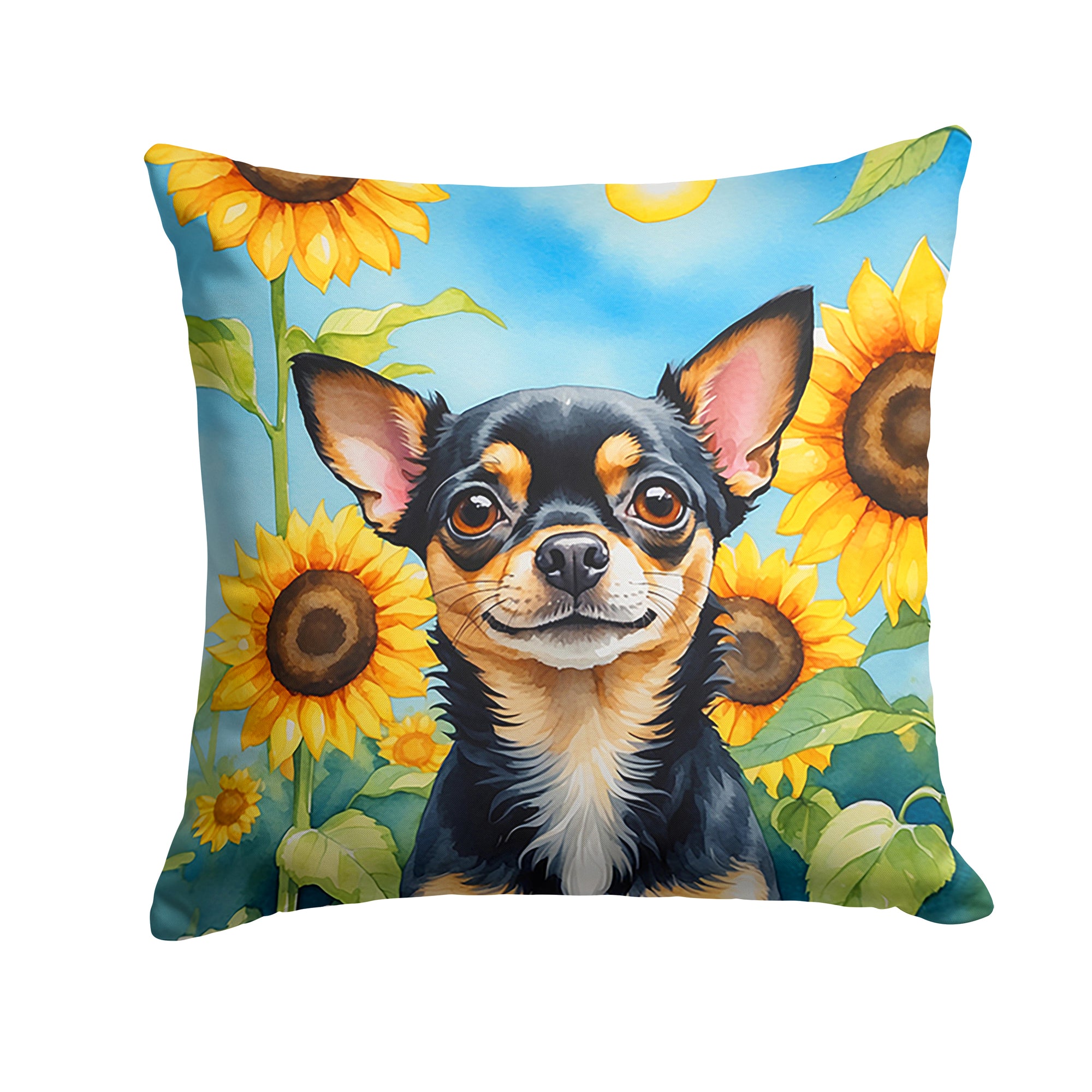 Buy this Chihuahua in Sunflowers Throw Pillow