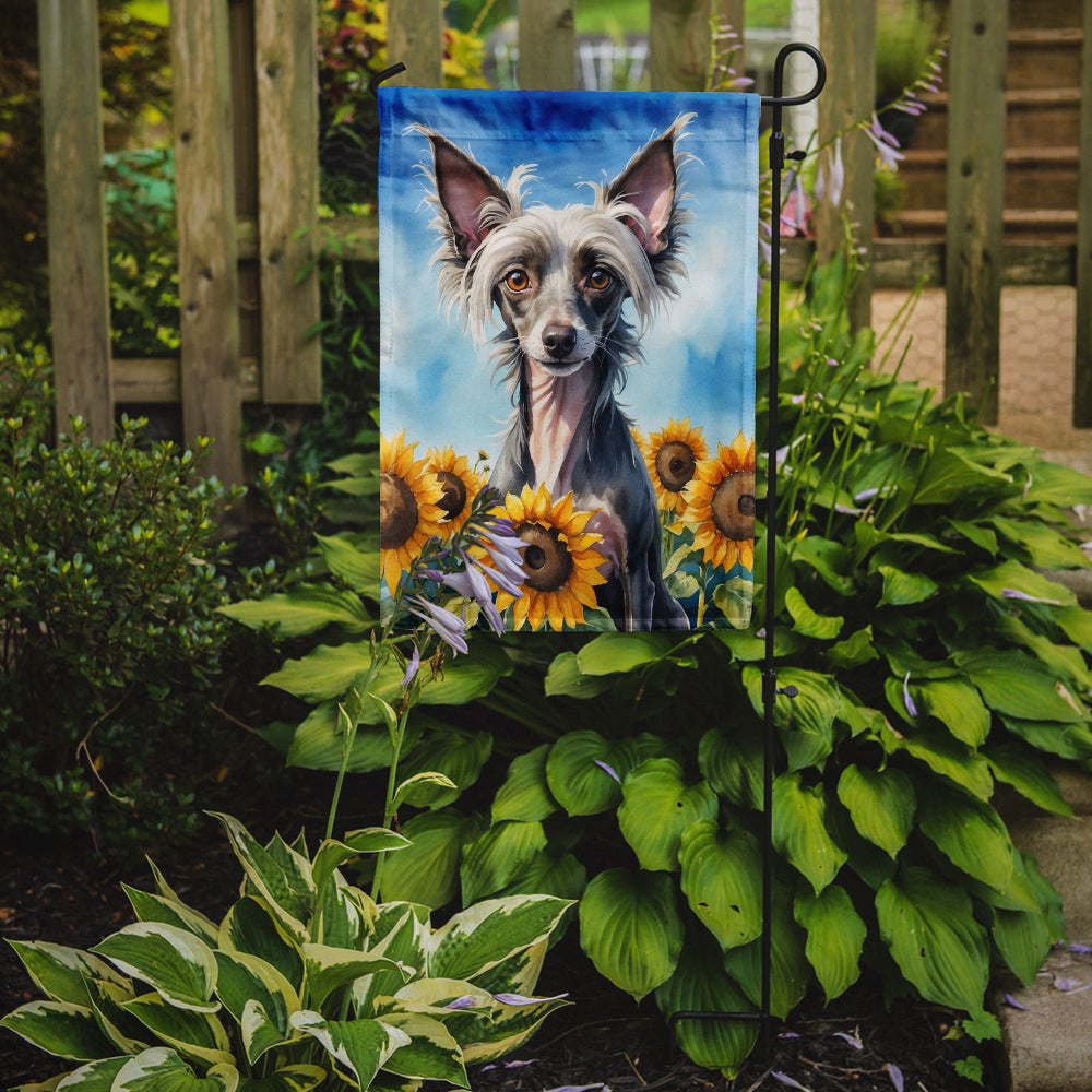 Buy this Chinese Crested in Sunflowers Garden Flag