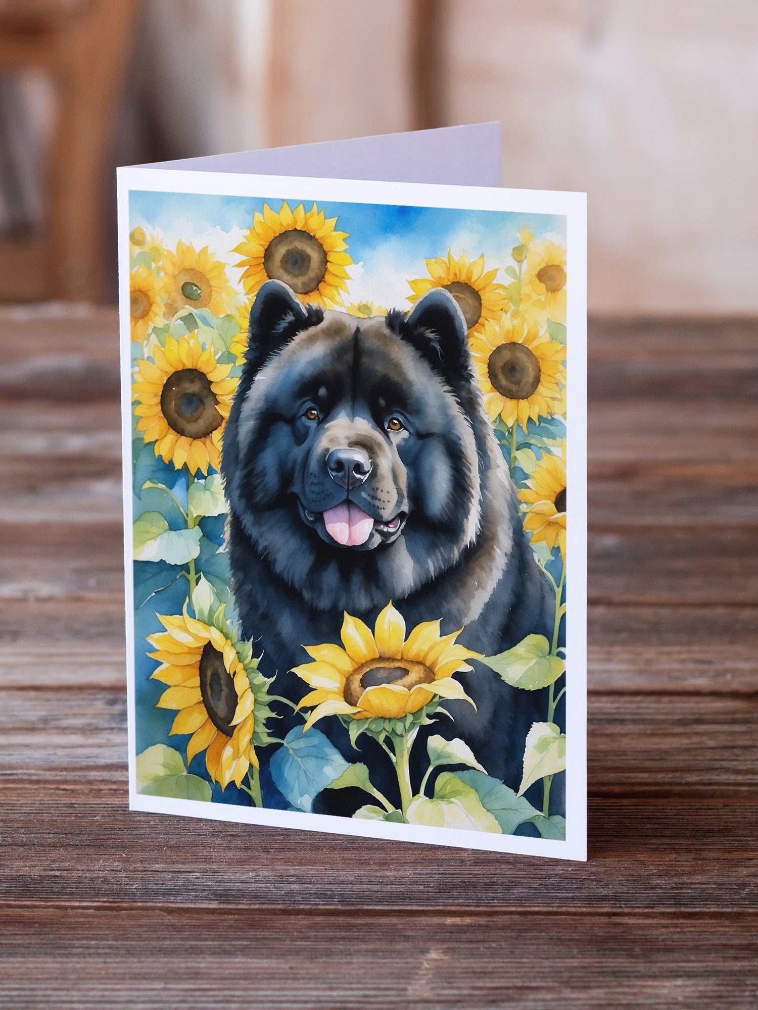 Buy this Chow Chow in Sunflowers Greeting Cards Pack of 8