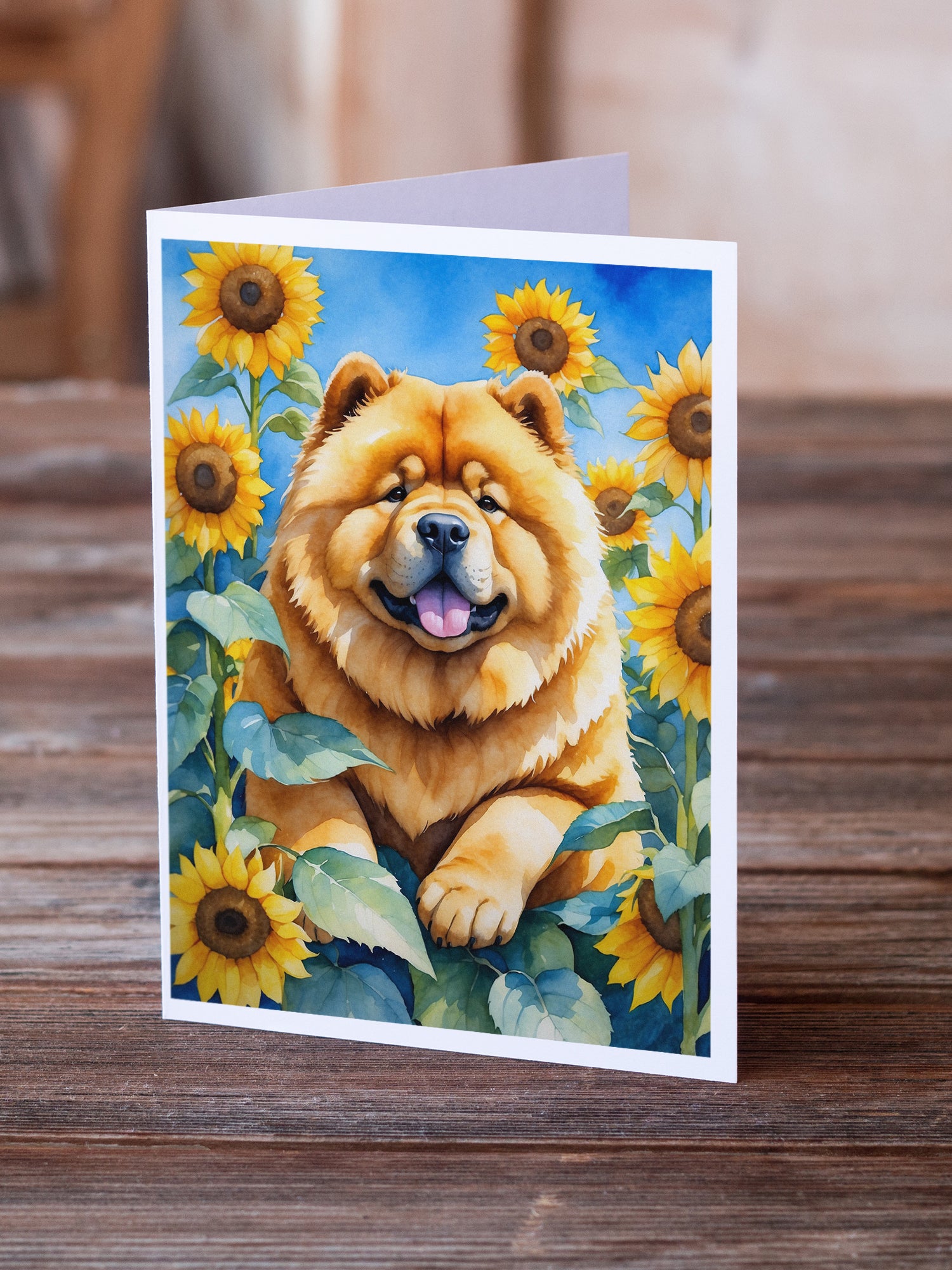 Buy this Chow Chow in Sunflowers Greeting Cards Pack of 8