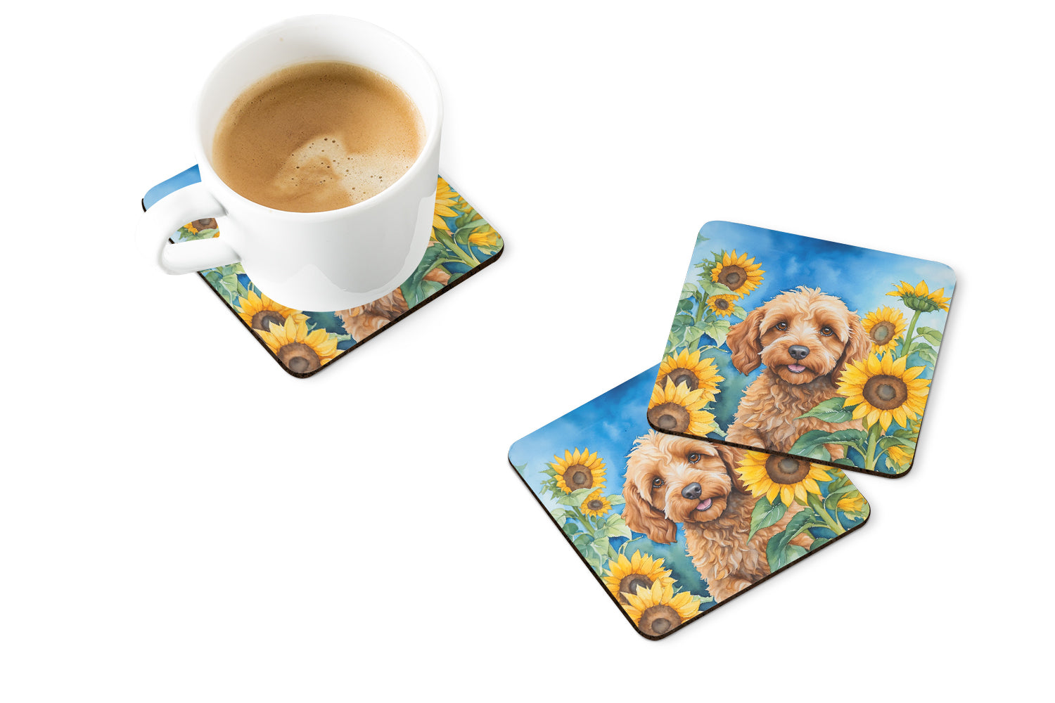 Buy this Cockapoo in Sunflowers Foam Coasters