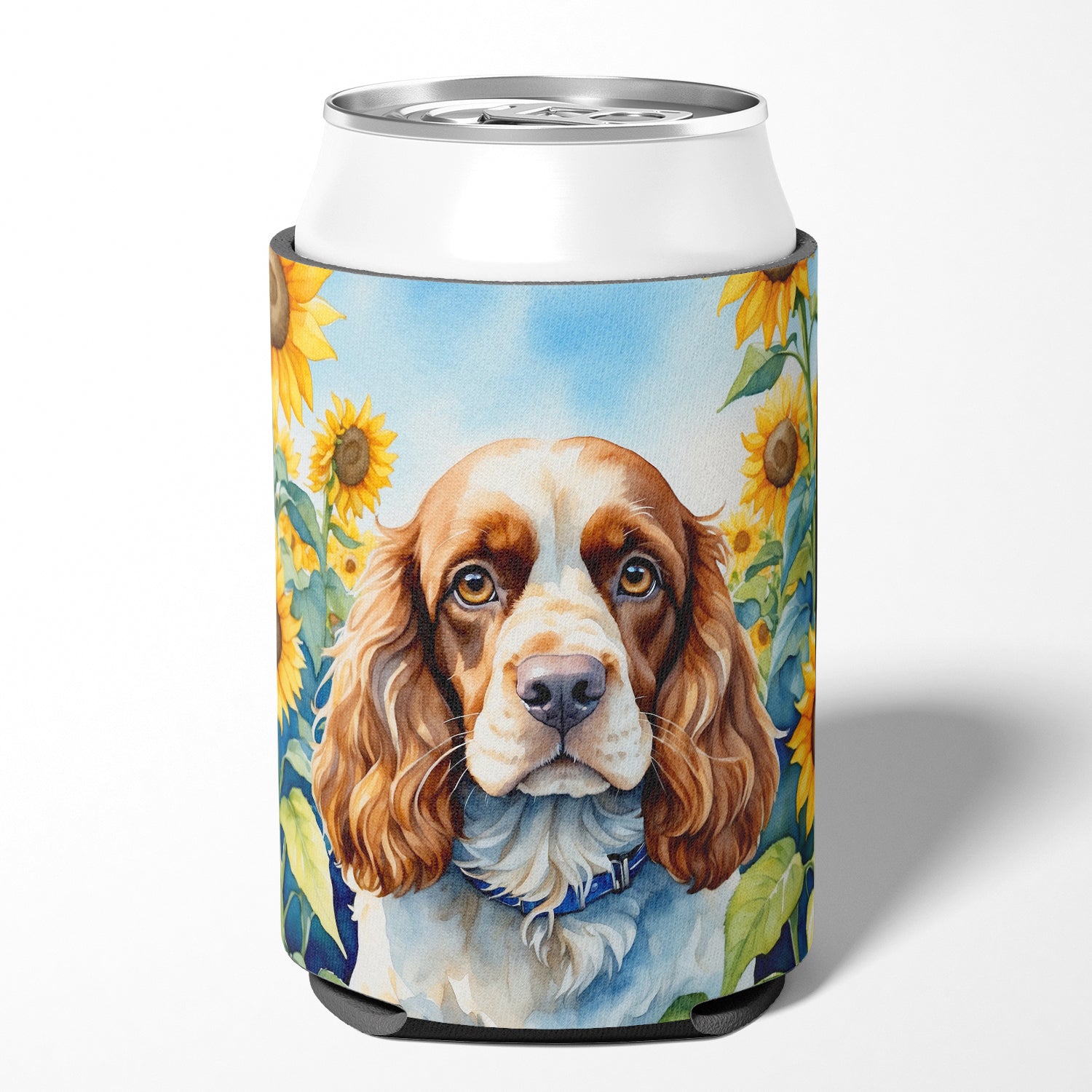 Buy this Cocker Spaniel in Sunflowers Can or Bottle Hugger