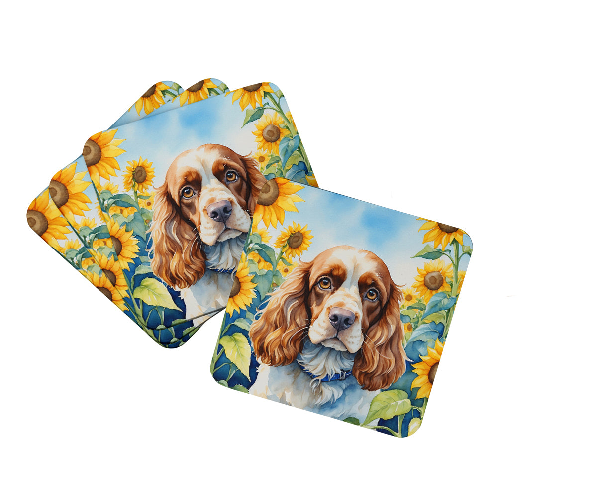 Buy this Cocker Spaniel in Sunflowers Foam Coasters