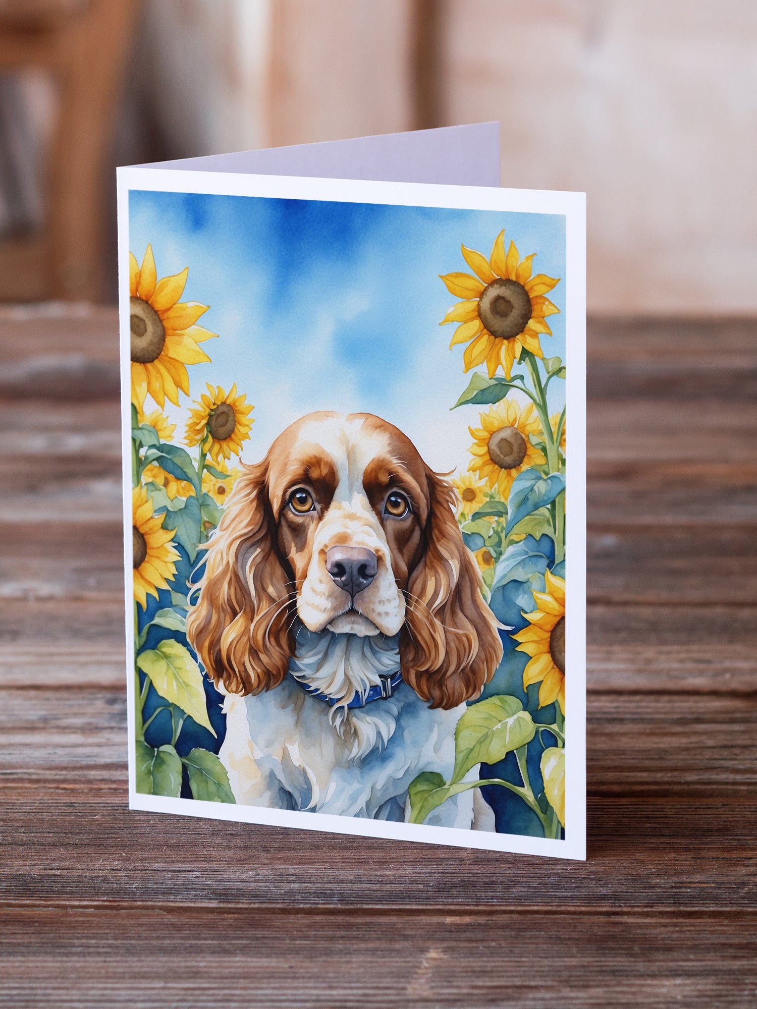 Buy this Cocker Spaniel in Sunflowers Greeting Cards Pack of 8