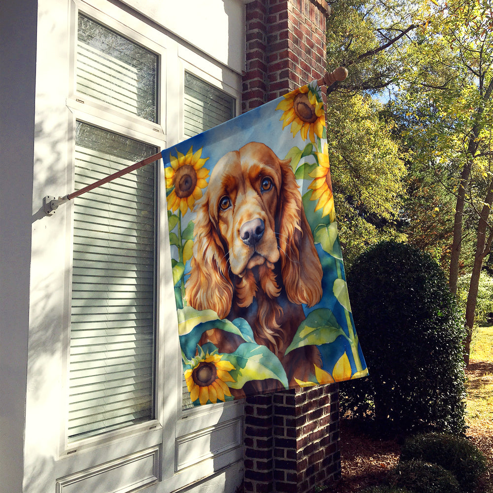 Cocker Spaniel in Sunflowers House Flag