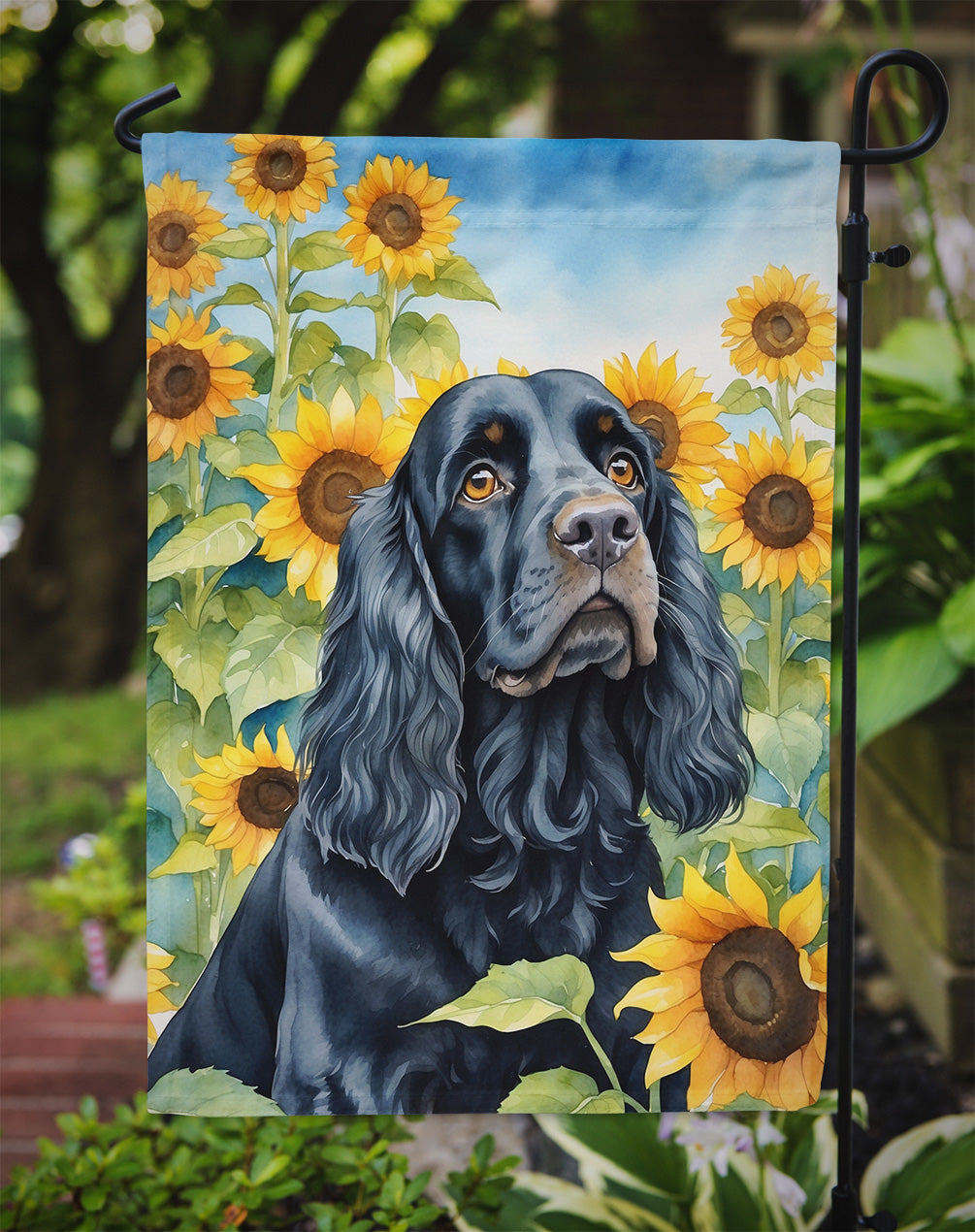 Cocker Spaniel in Sunflowers Garden Flag