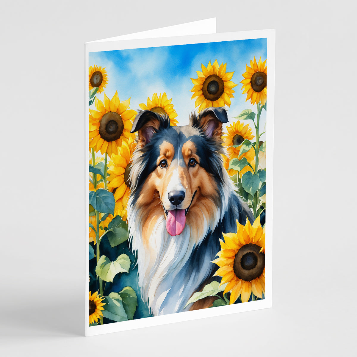 Buy this Collie in Sunflowers Greeting Cards Pack of 8