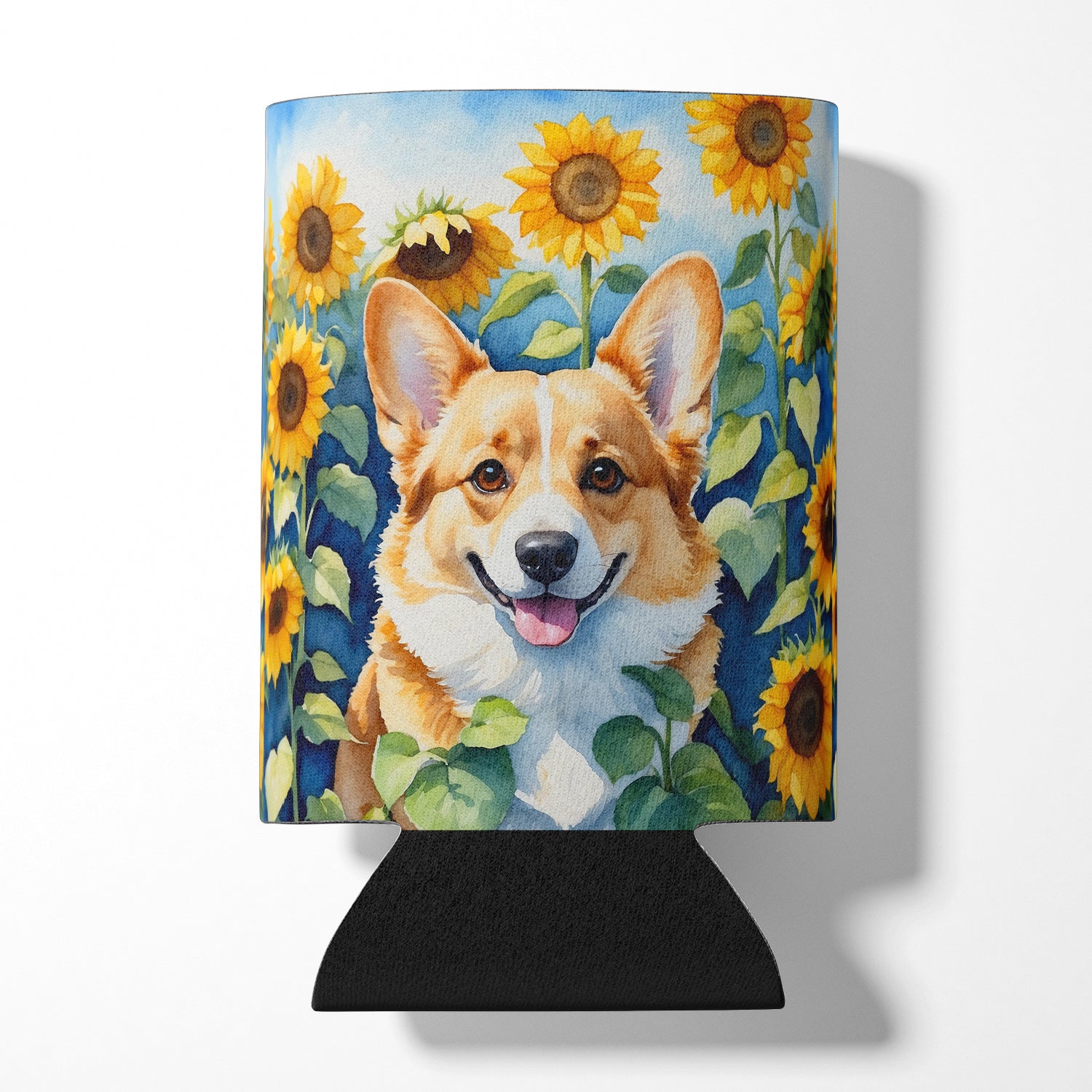 Buy this Corgi in Sunflowers Can or Bottle Hugger