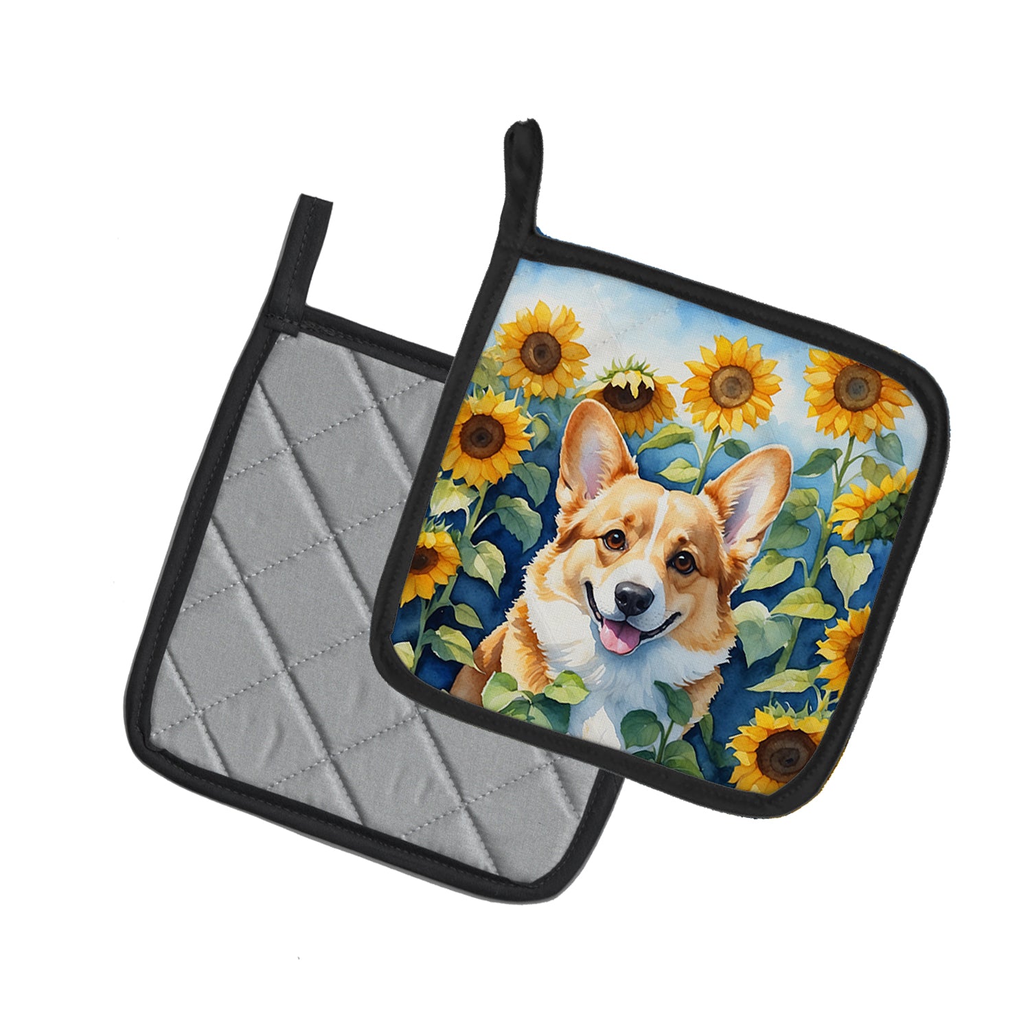 Buy this Corgi in Sunflowers Pair of Pot Holders