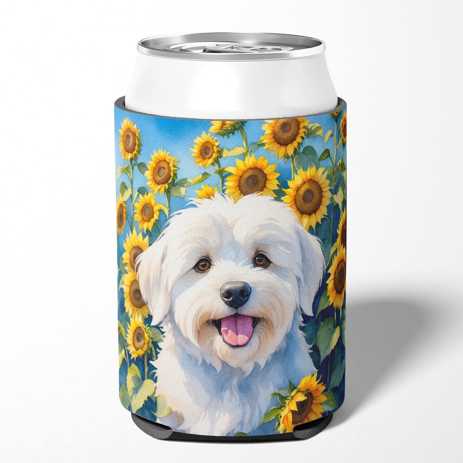 Buy this Coton de Tulear in Sunflowers Can or Bottle Hugger